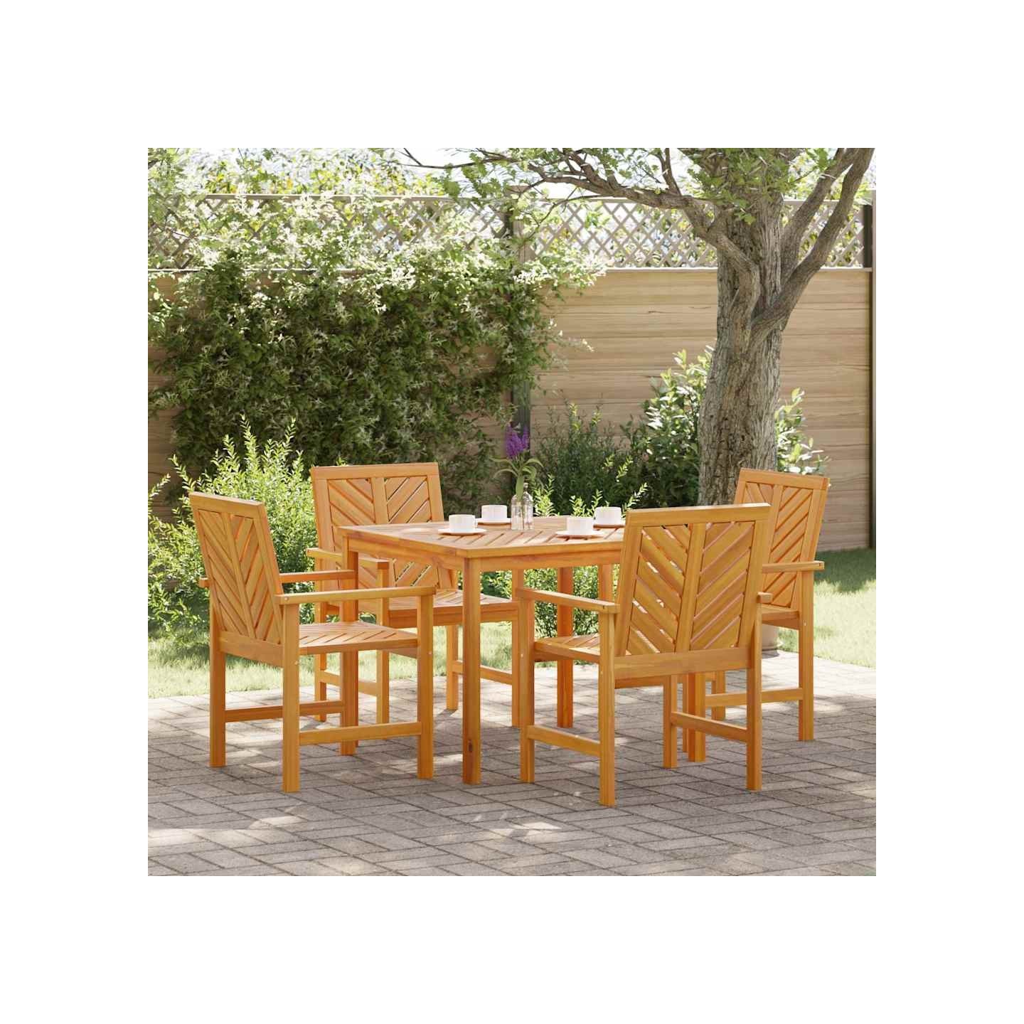 Ensemble de salle à manger pour jardin 5 pc Marron