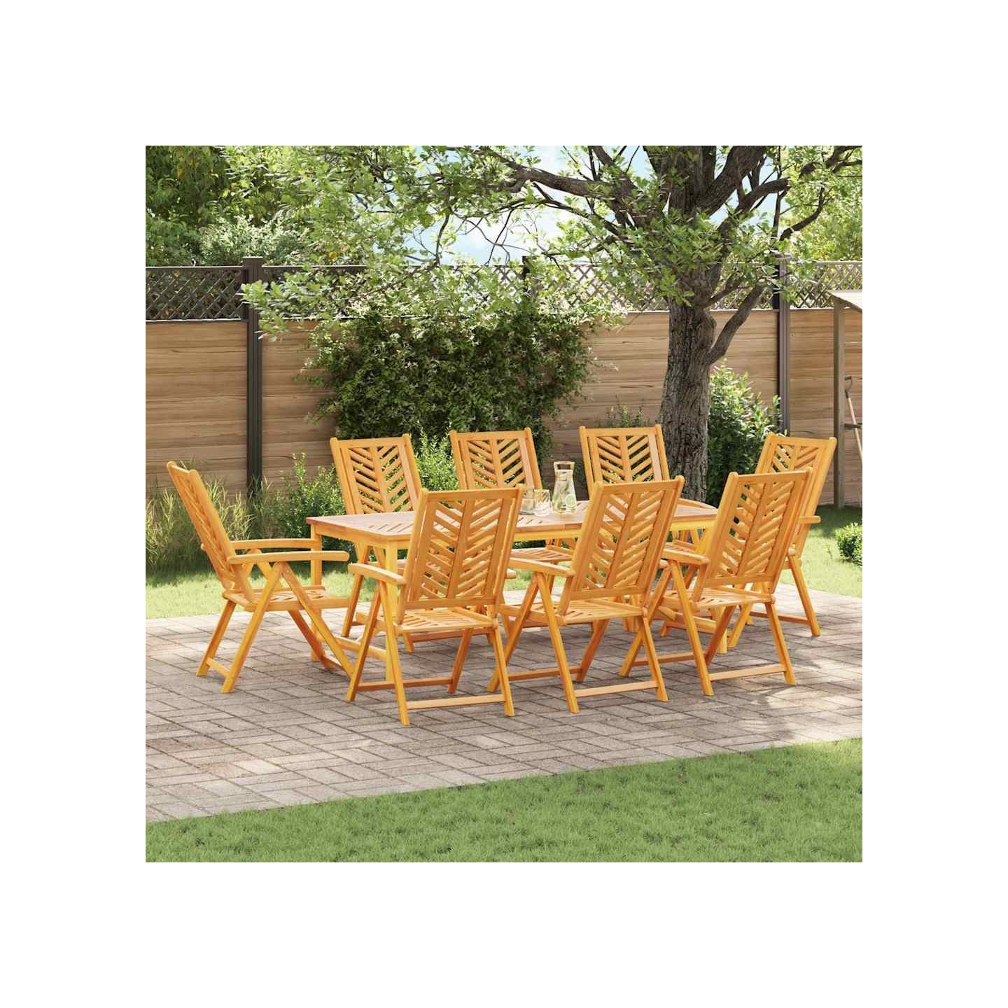 Ensemble de salle à manger pour jardin 9 pc Marron