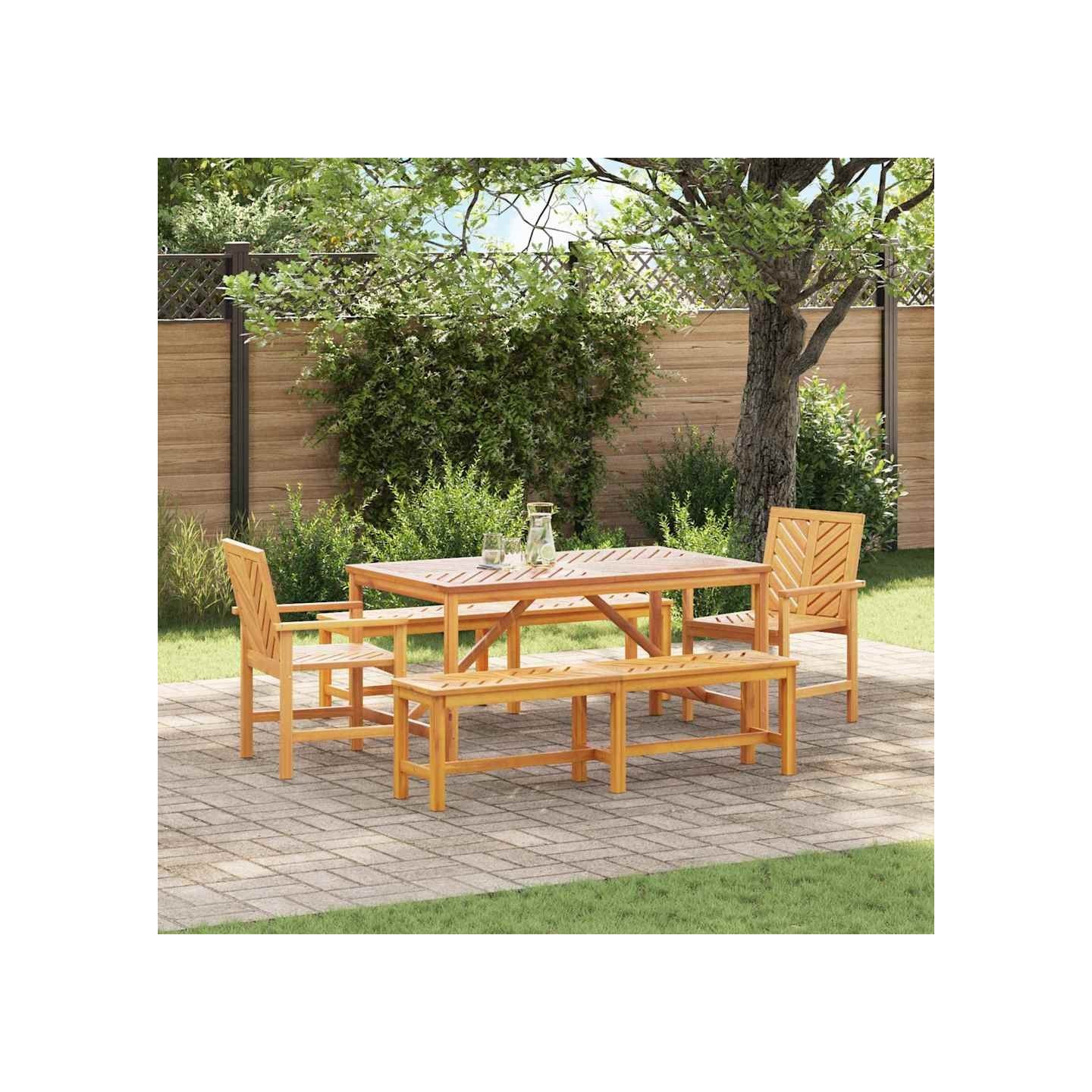 Ensemble de salle à manger pour jardin 5 pc Marron