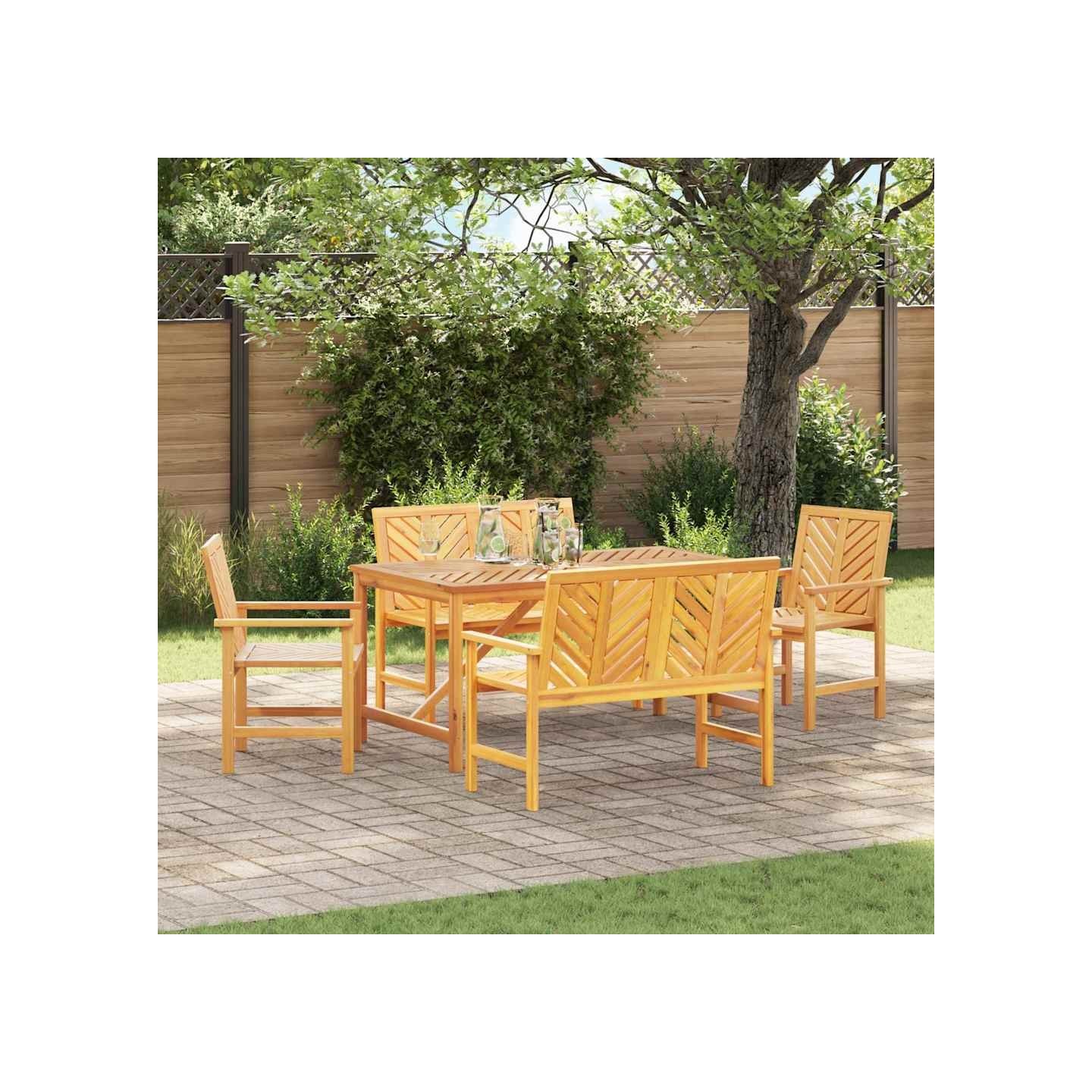 Ensemble de salle à manger pour jardin 5 pc Marron