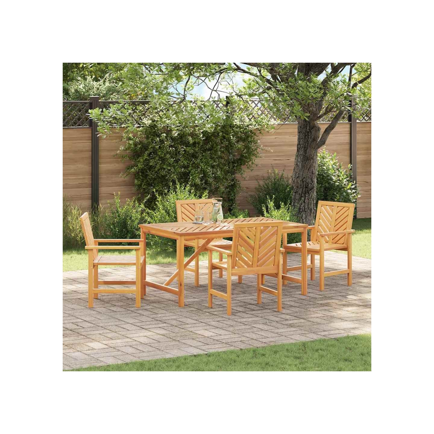 Ensemble de salle à manger pour jardin 5 pc Marron
