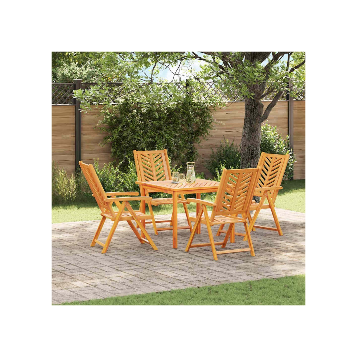 Ensemble de salle à manger pour jardin 5 pc Marron