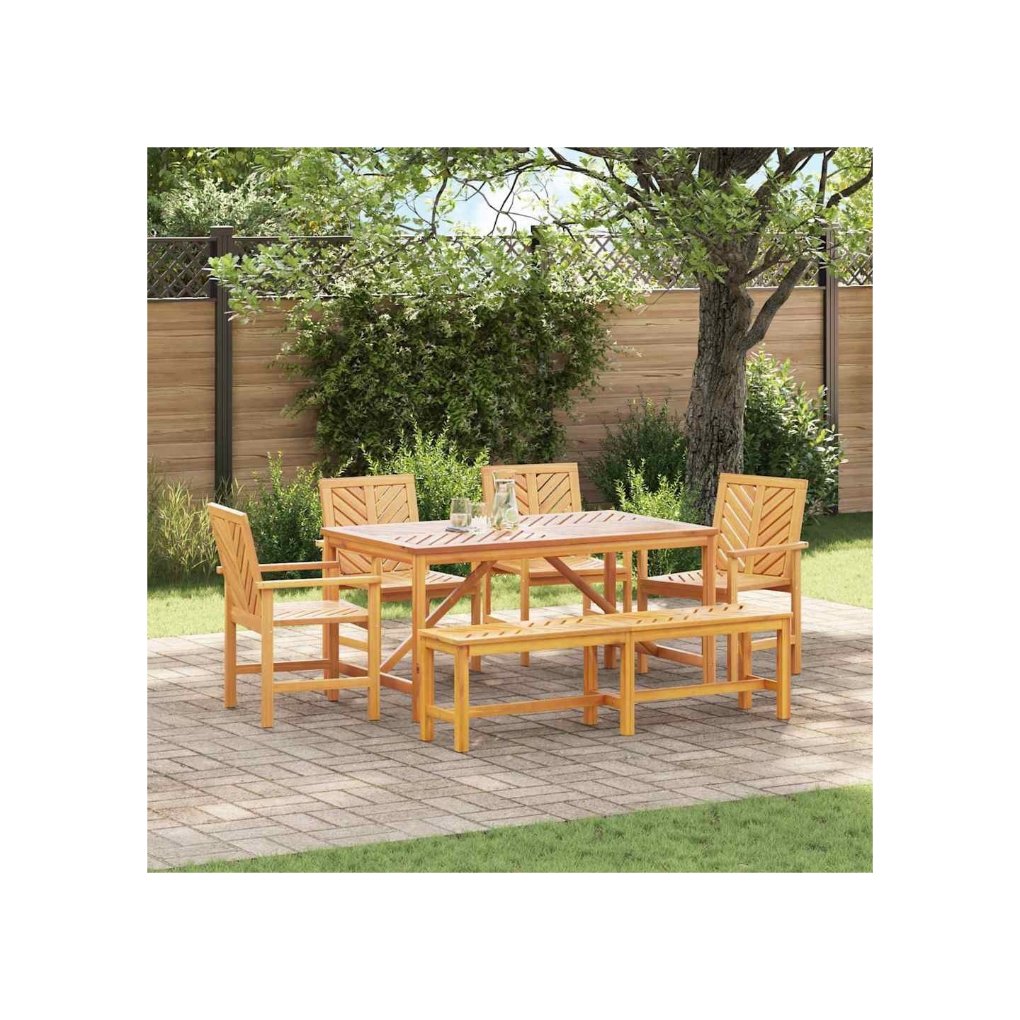 Ensemble de salle à manger pour jardin 6 pc Marron