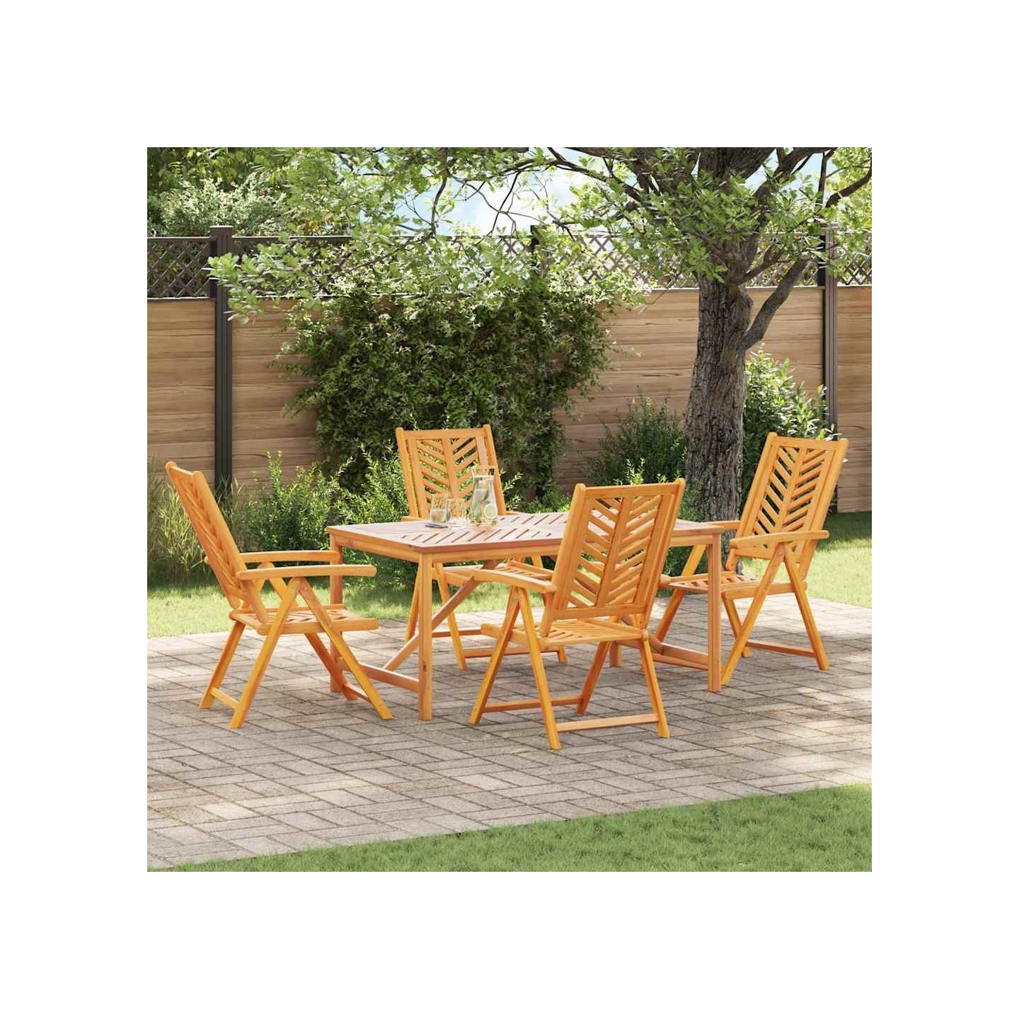 Ensemble de salle à manger pour jardin 5 pc Marron