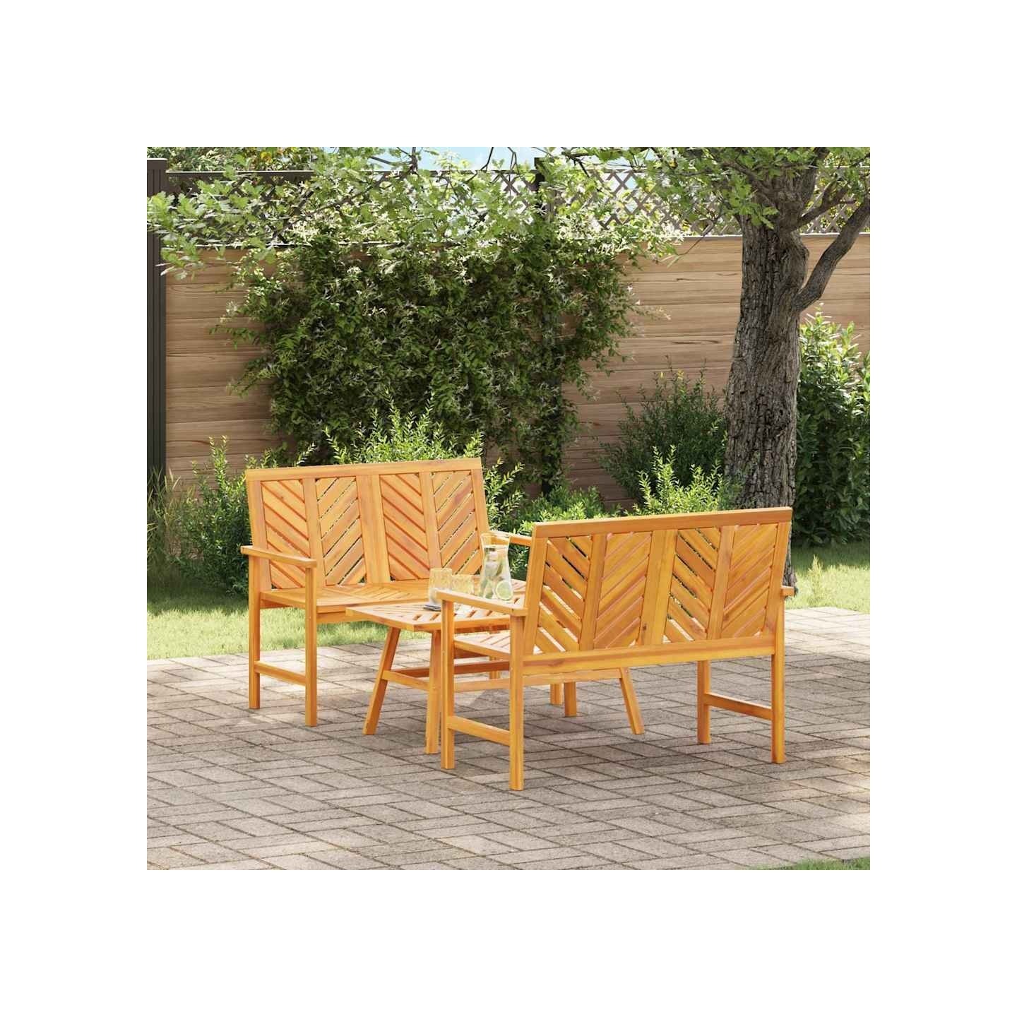 Ensemble de salon de jardin 3 pc Marron Bois d'Acacia Massif