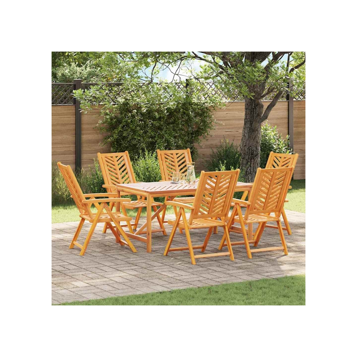 Ensemble de salle à manger pour jardin 7 pc Marron