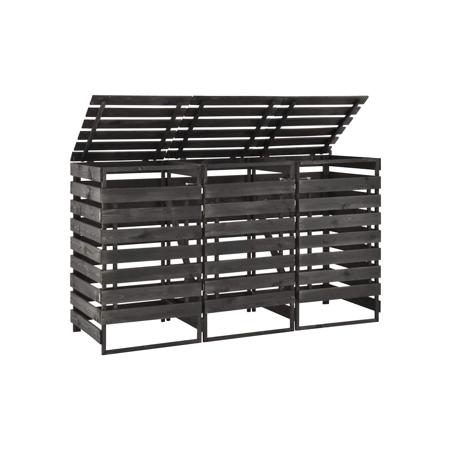 Abri de poubelle triple 210x75x121 cm Bois de pin massif peint