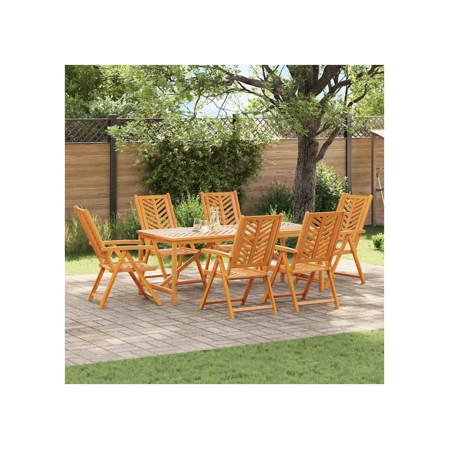 Ensemble de salle à manger pour jardin 7 pc Marron