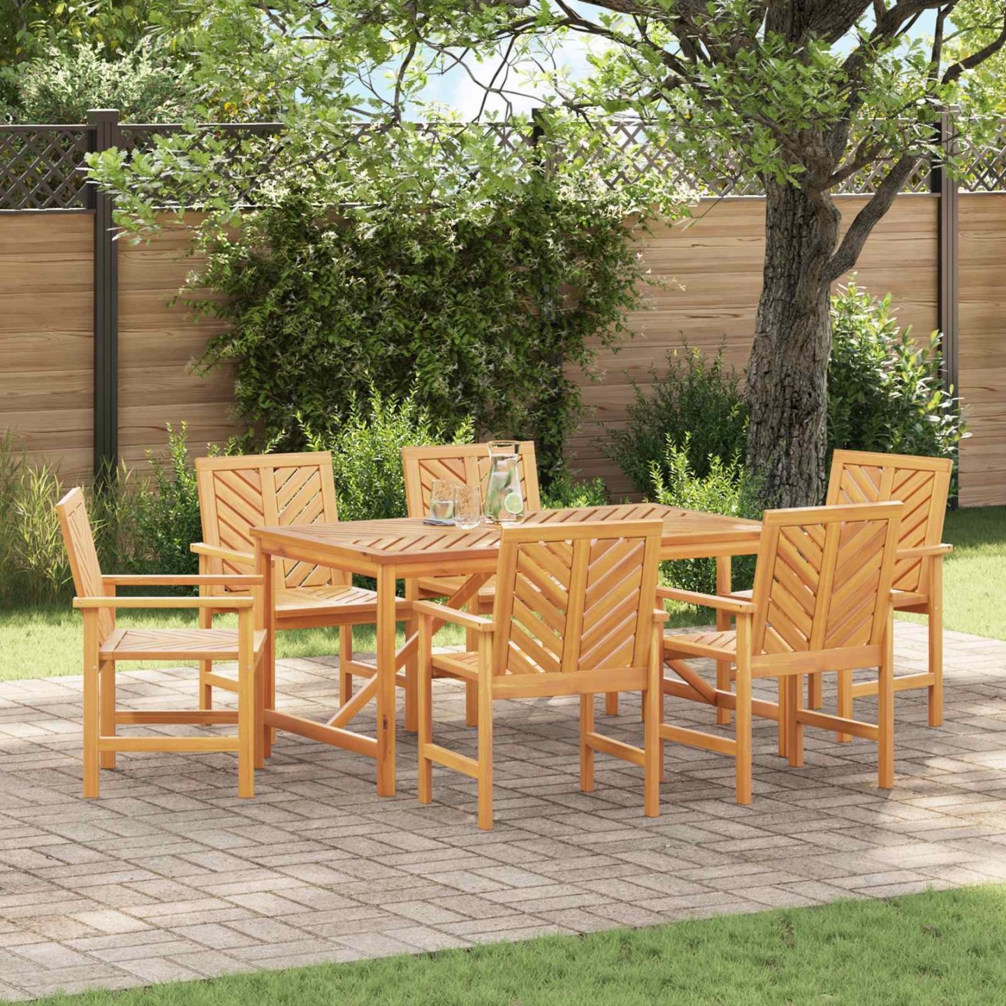 Chaise de salle à manger 6 pc Naturel Bois d'Acacia Massif