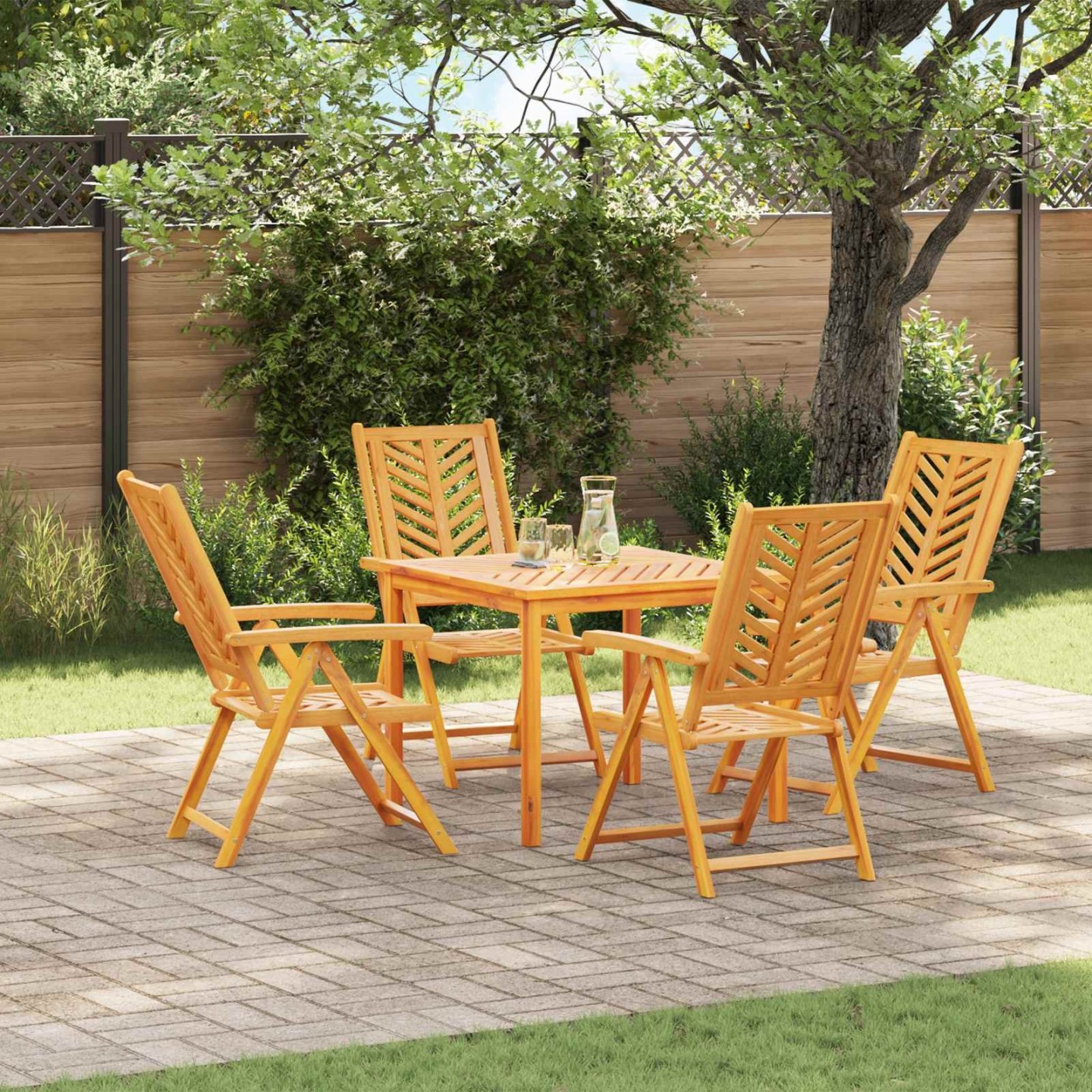 Chaise de jardin 4 pc Marron Bois d'Acacia Massif