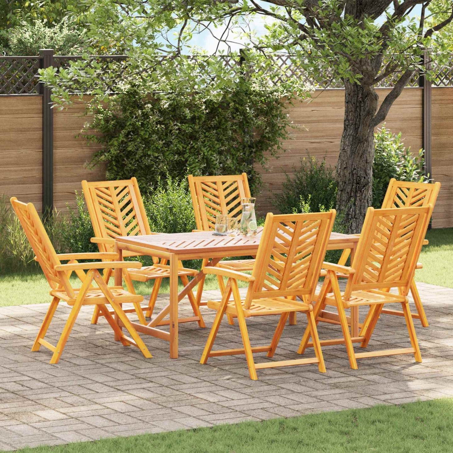 Chaise de jardin 6 pc Marron Bois d'Acacia Massif