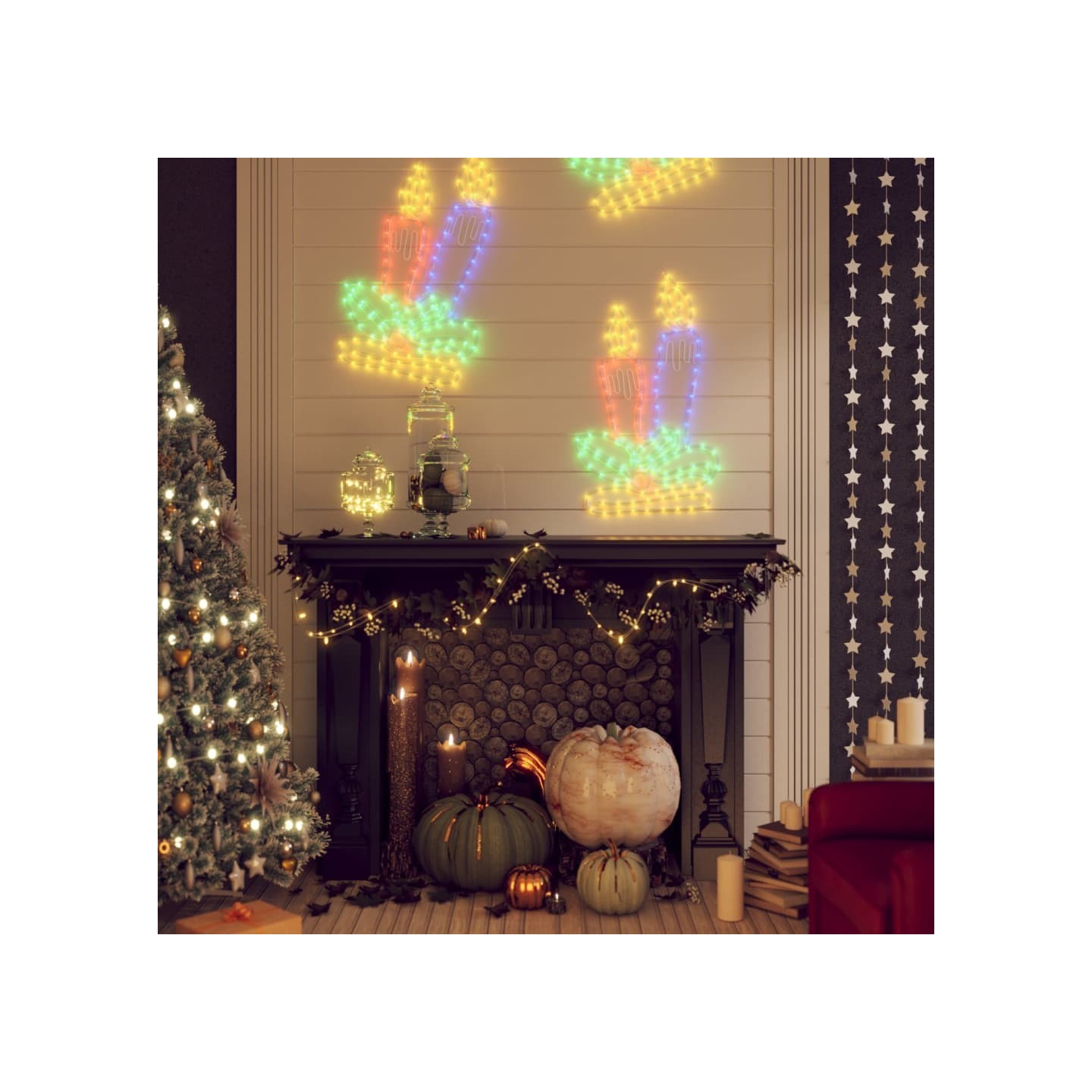Figurines de bougies de Noël avec 144 LED 3 pcs 70x42 cm