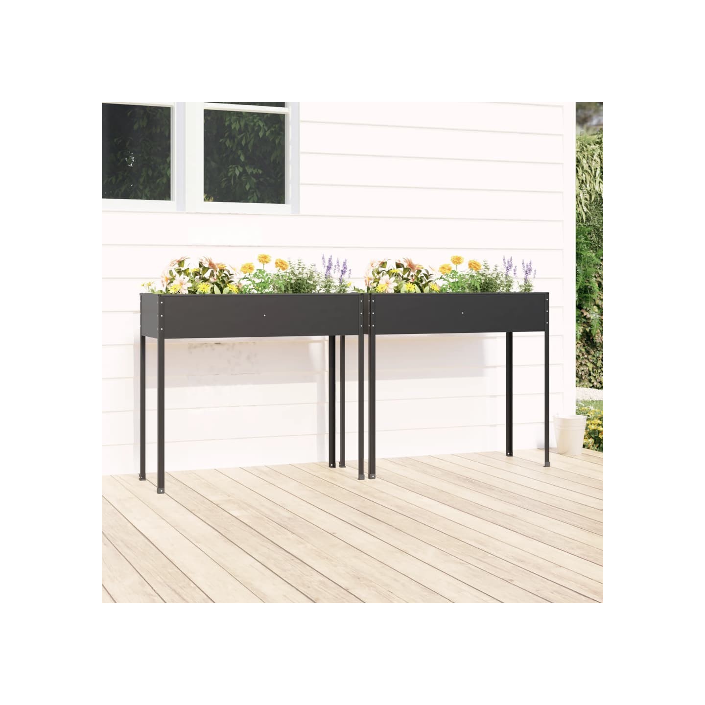 Jardinières 2 pcs Anthracite Acier galvanisé