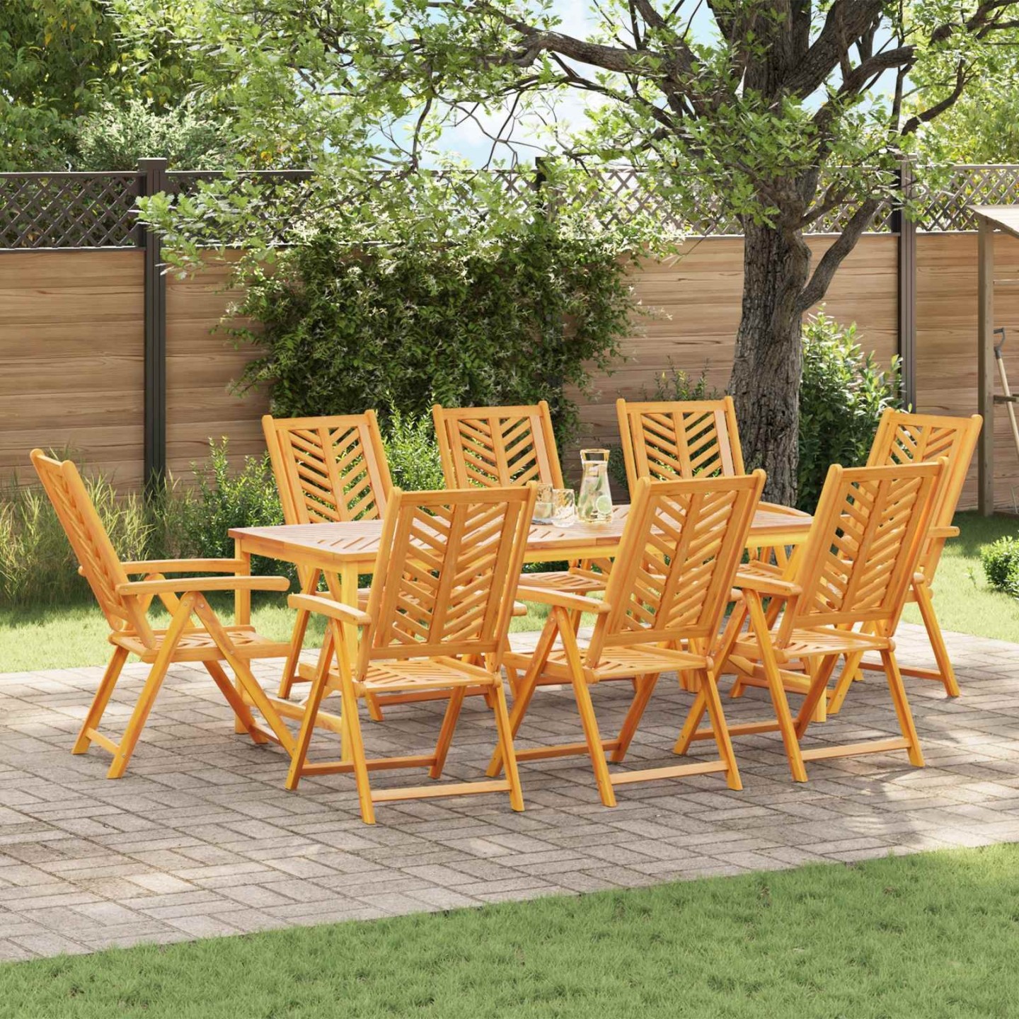 Chaise de jardin 8 pc Marron Bois d'Acacia Massif