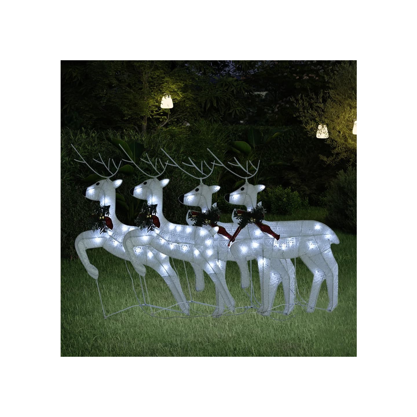 Rennes de Noël 4 pcs Blanc 80 LED