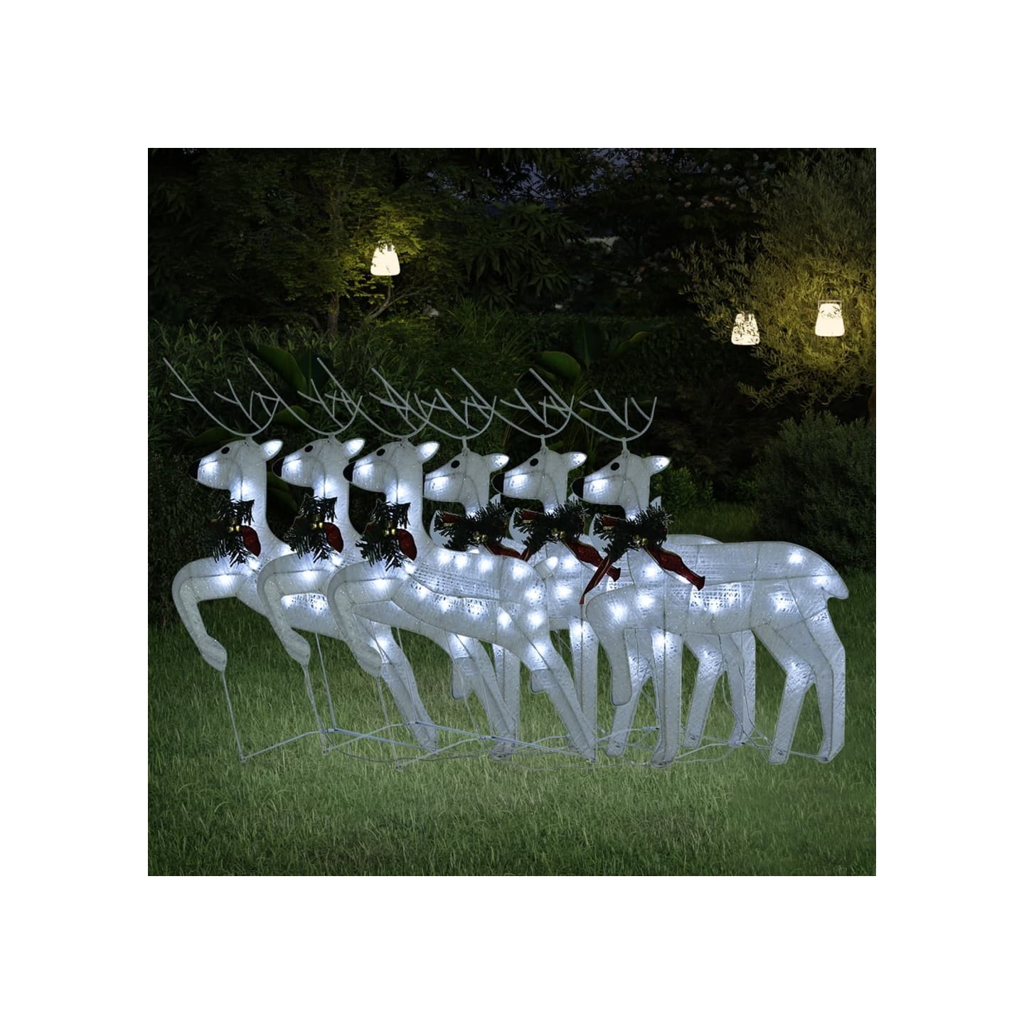 Rennes de Noël 6 pcs Blanc 120 LED