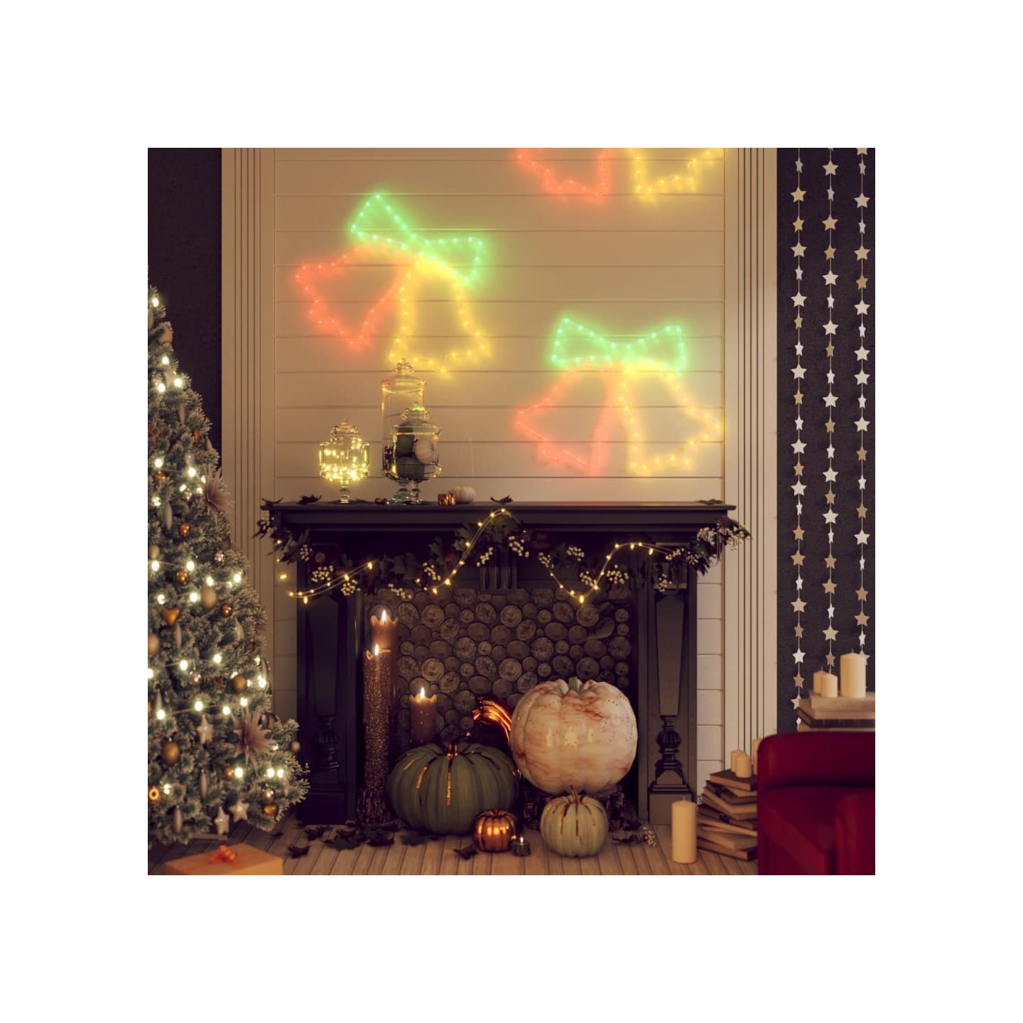Figurines de cloches de Noël avec 72 LED 3 pcs 50x56 cm