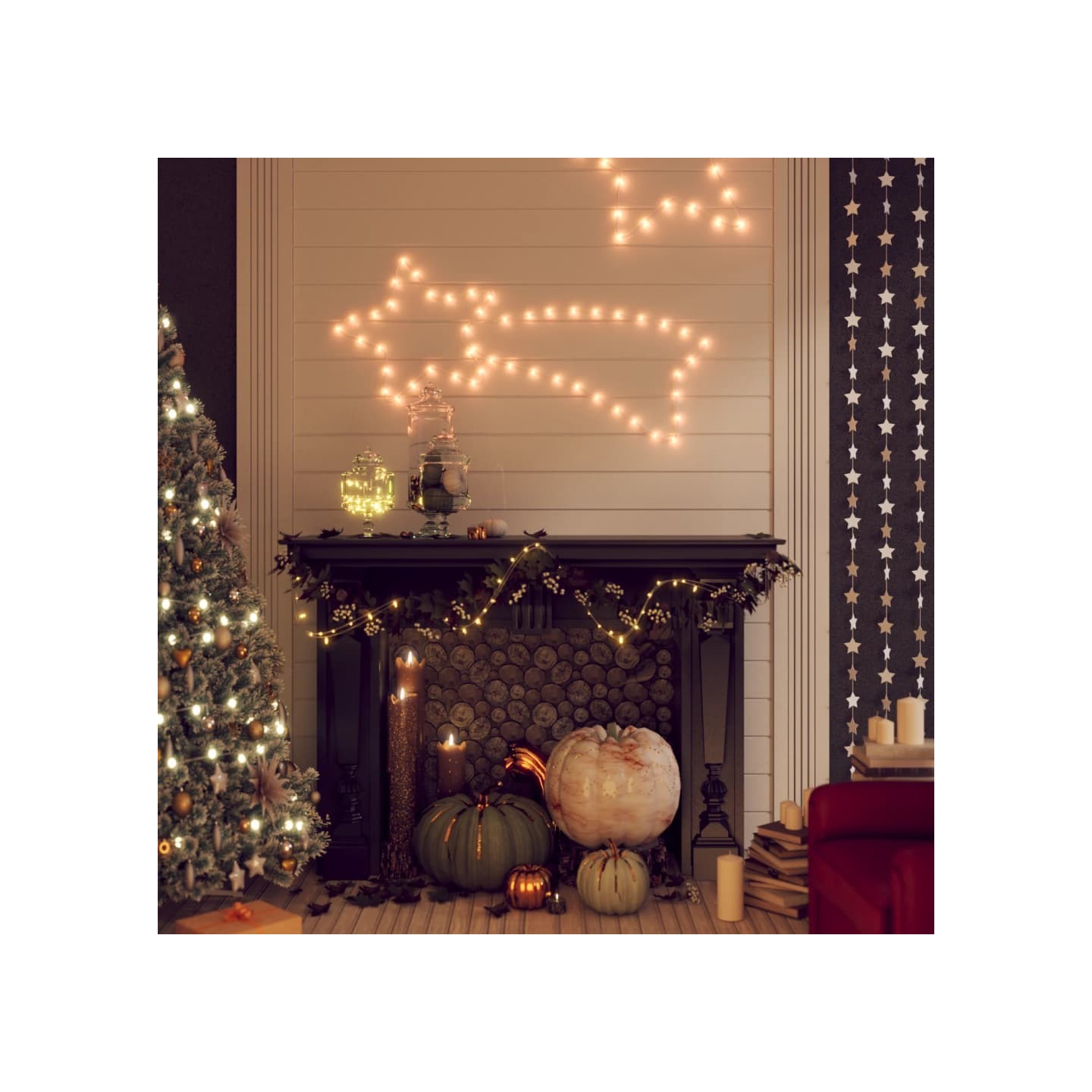 Figures de comète de Noël 48 LED 2 pcs Blanc chaud 65x28 cm