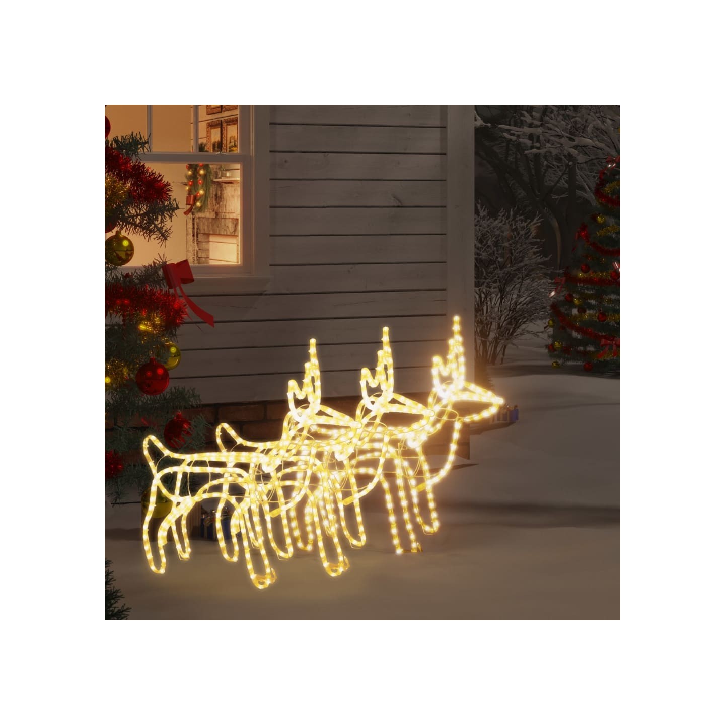 Rennes de Noël 3 pcs Blanc chaud 60x30x60 cm