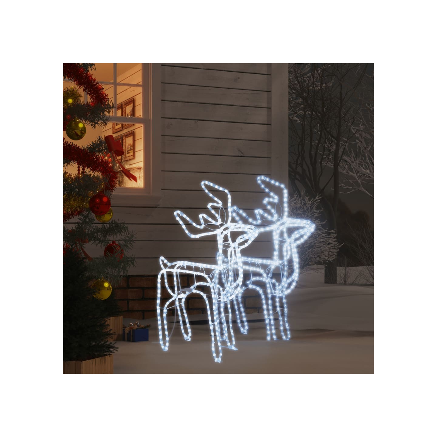 Rennes de Noël 2 pcs Blanc froid 76x42x87 cm