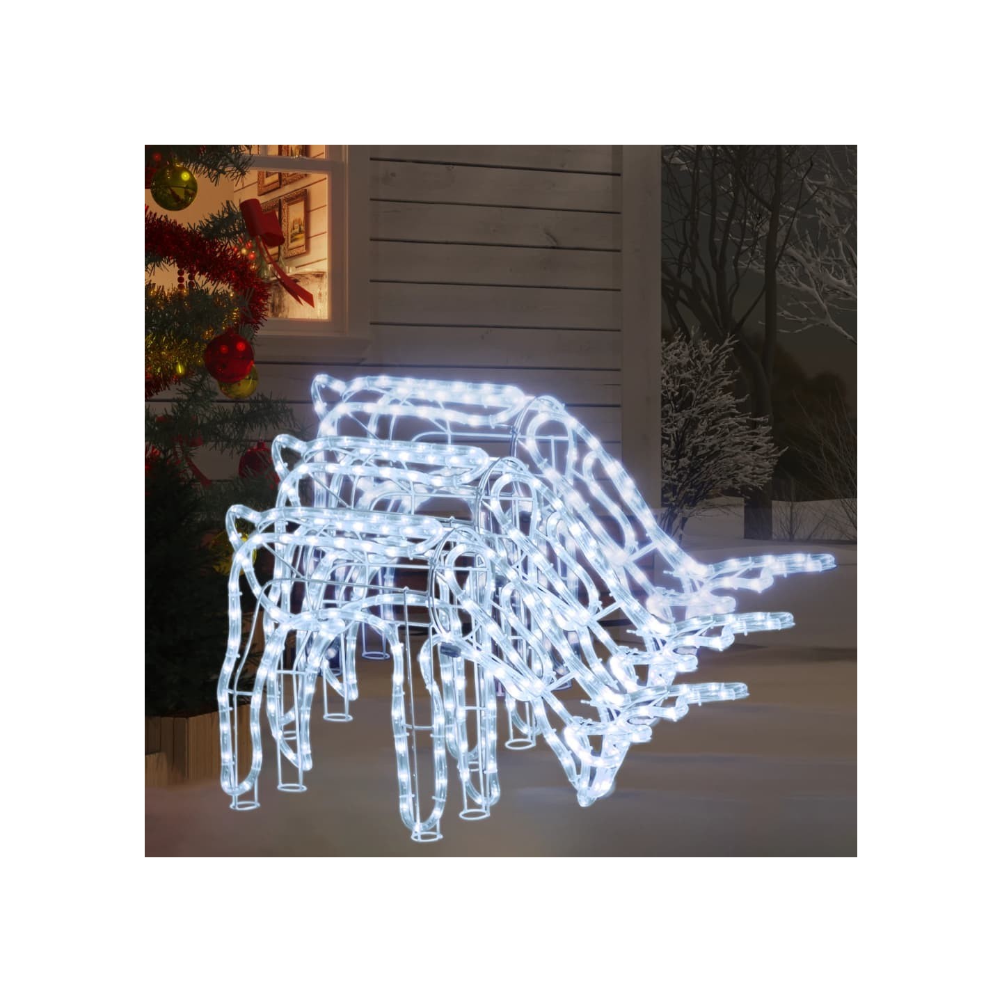 Rennes de Noël 3 pcs Blanc froid 73x31x45 cm