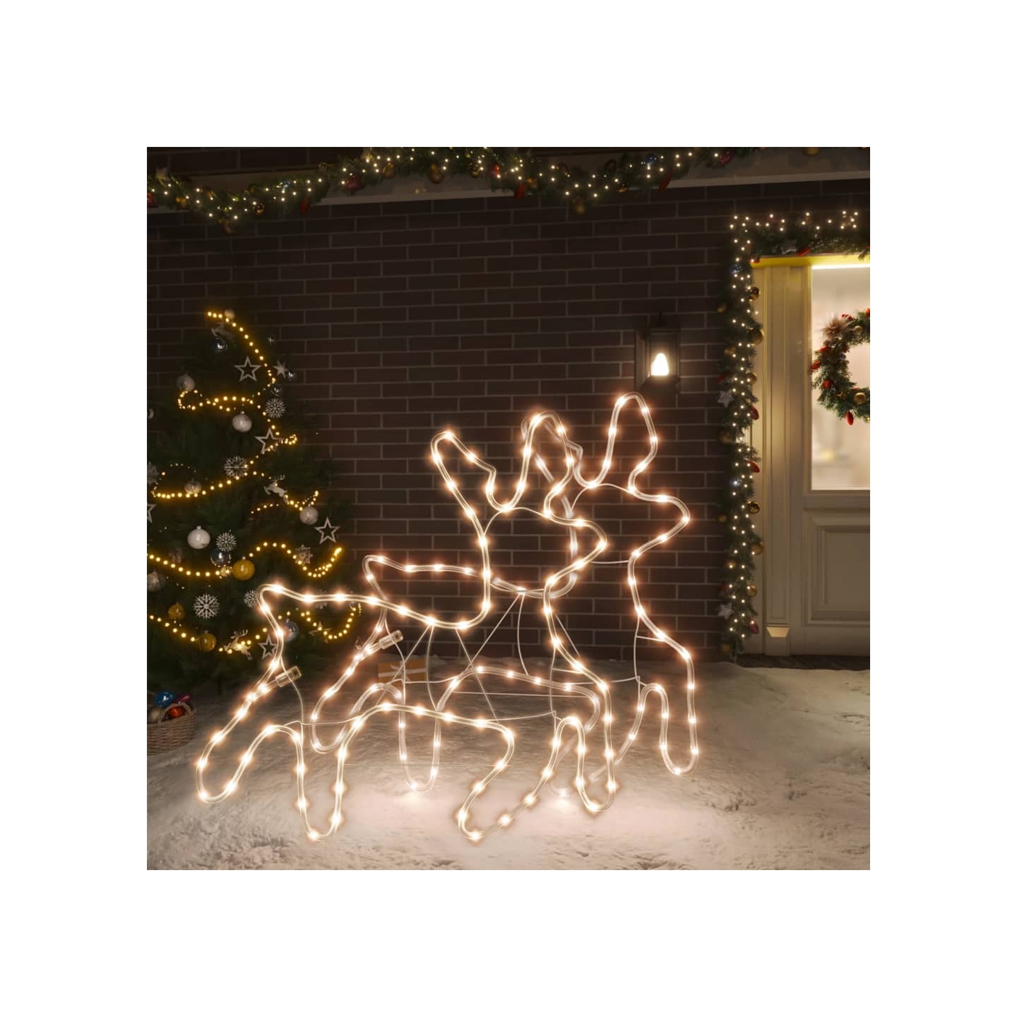 Rennes de Noël avec LED 2 pcs Blanc chaud 57x55x4,5 cm