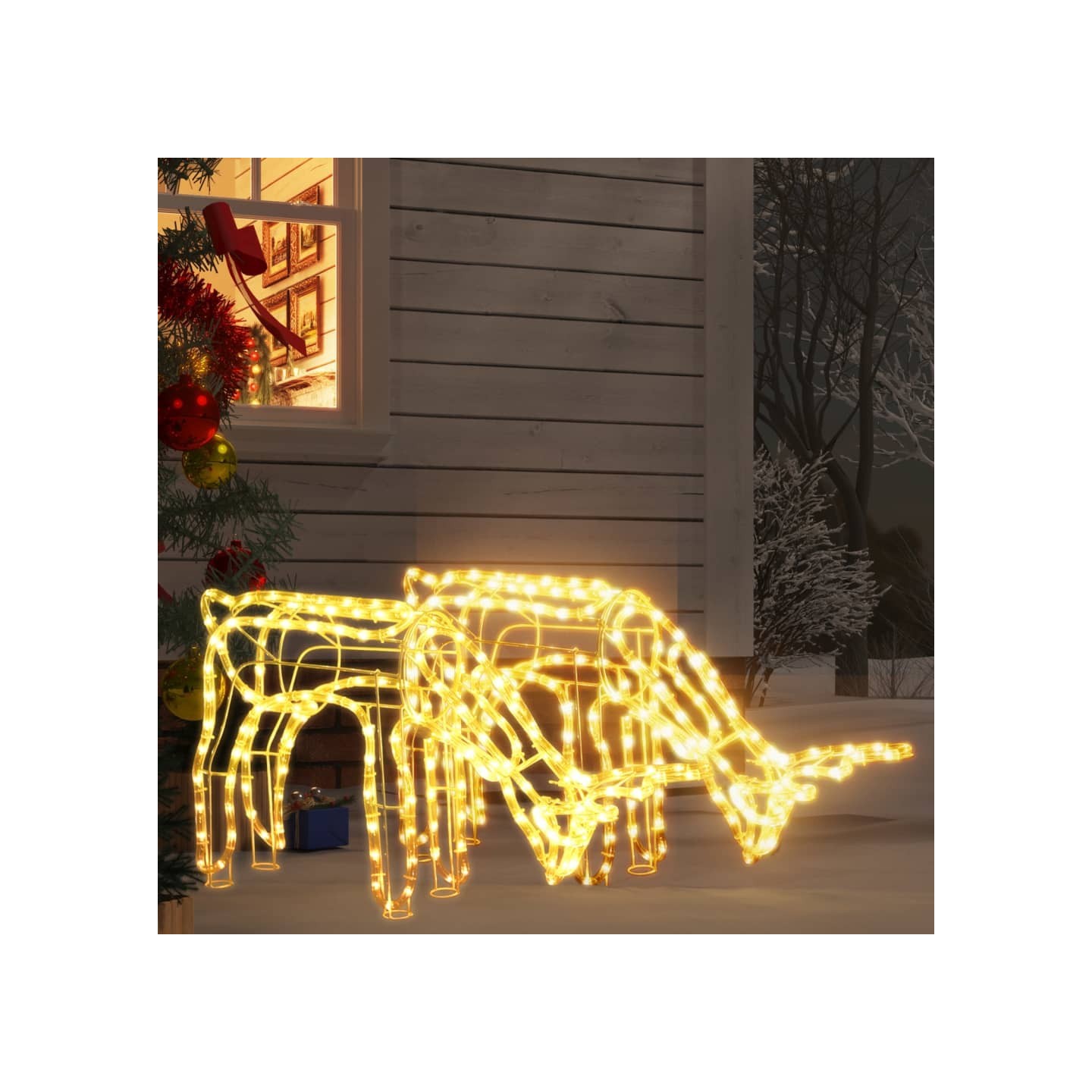 Rennes de Noël 2 pcs Blanc chaud 73x31x45 cm