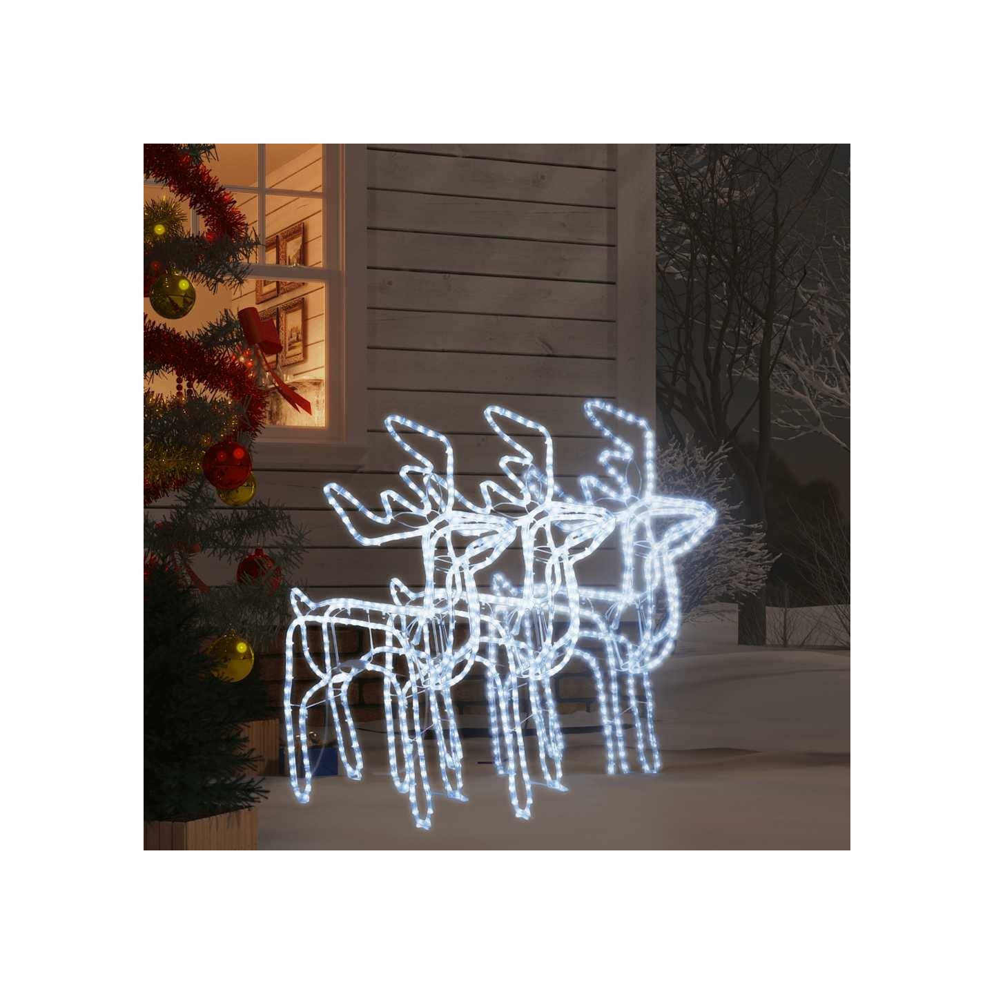 Rennes de Noël 3 pcs Blanc froid 76x42x87 cm