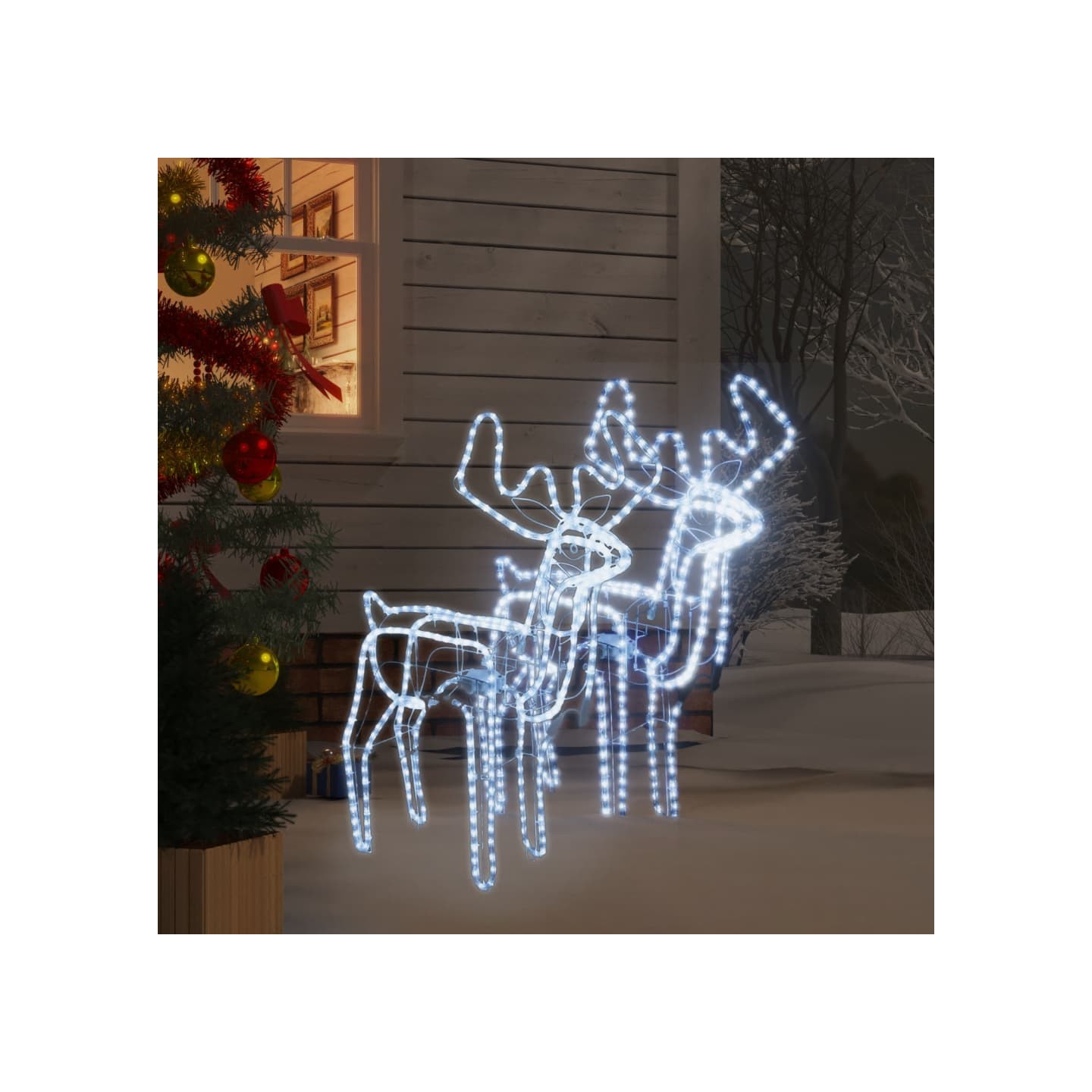 Rennes de Noël avec têtes mobiles 2 pcs Blanc froid 76x42x87 cm