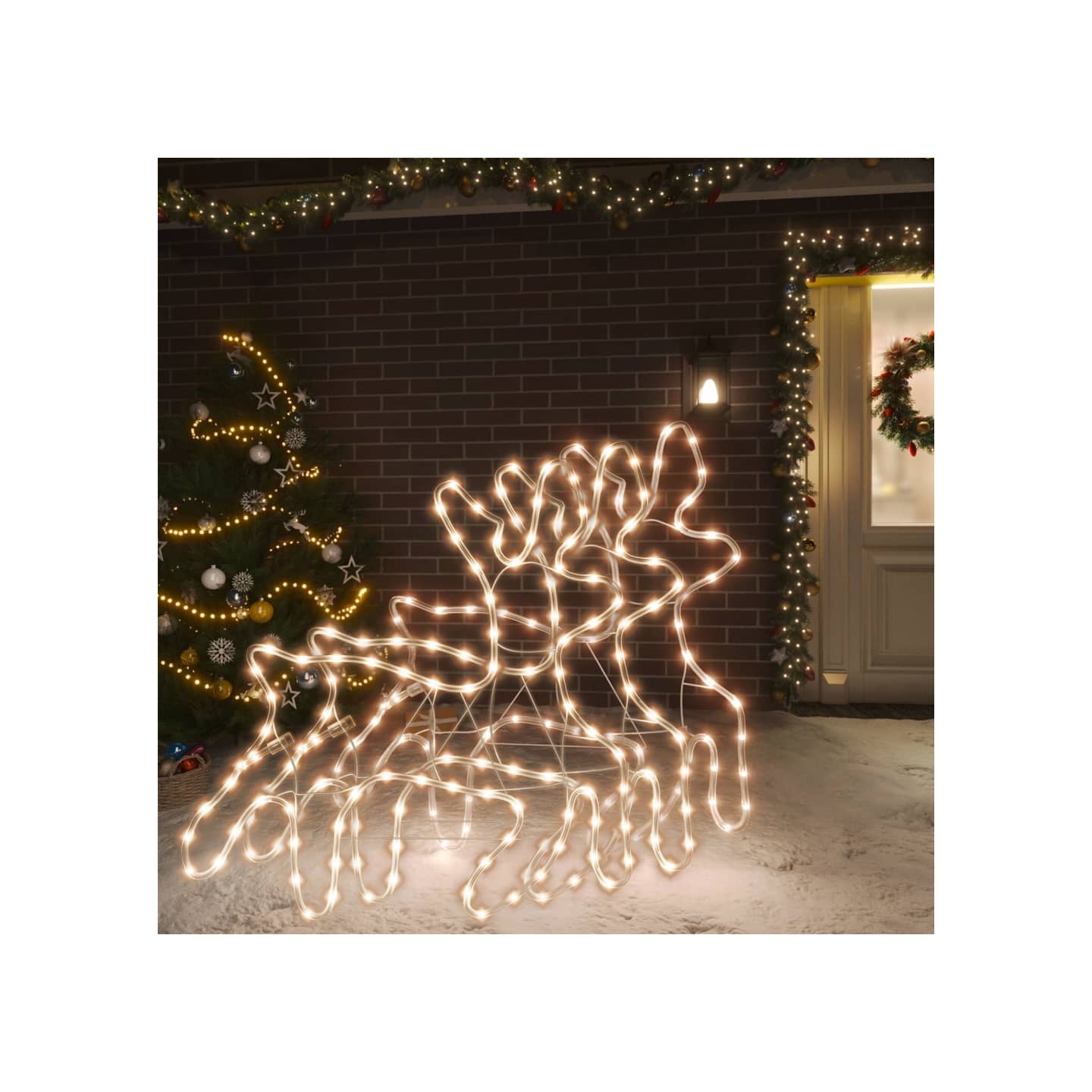Rennes de Noël avec LED 3 pcs Blanc chaud 57x55x4,5 cm