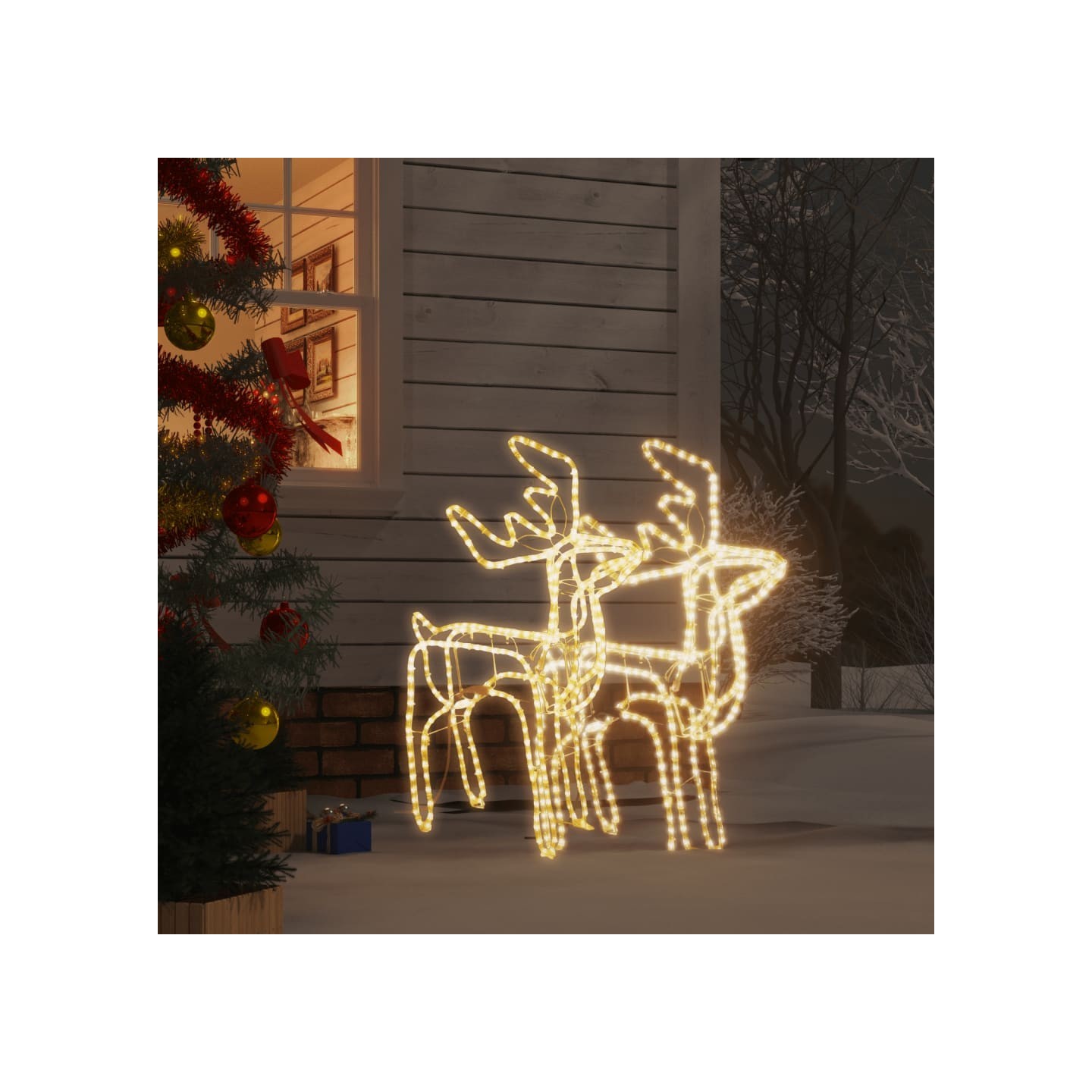 Rennes de Noël 2 pcs Blanc chaud 76x42x87 cm