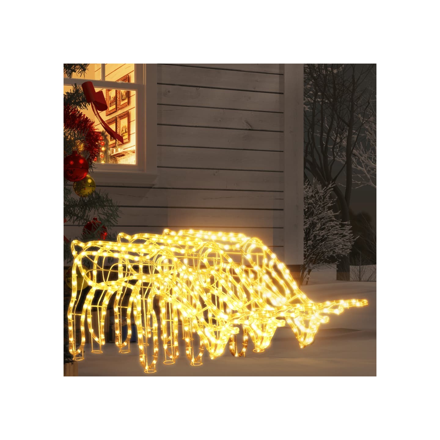 Rennes de Noël 3 pcs Blanc chaud 73x31x45 cm