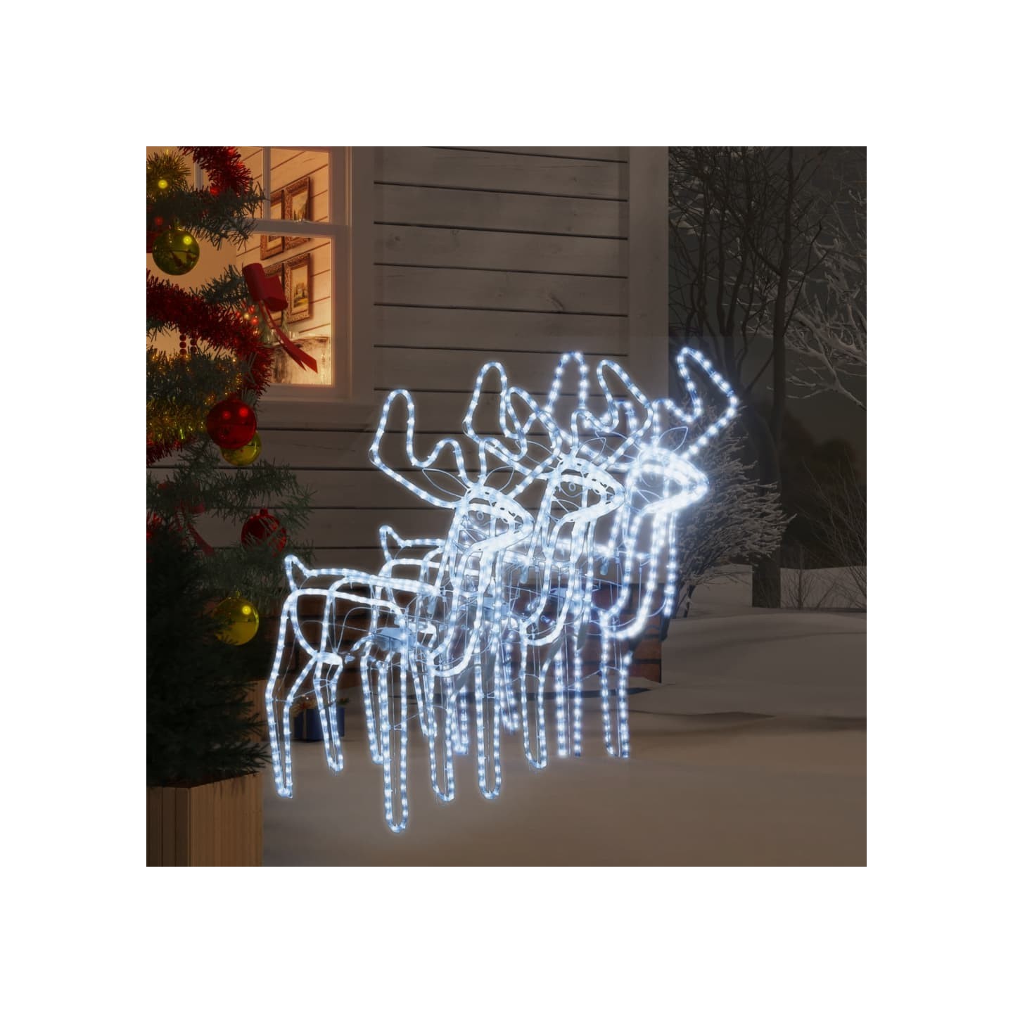Rennes de Noël avec têtes mobiles 3 pcs Blanc froid 76x42x87 cm
