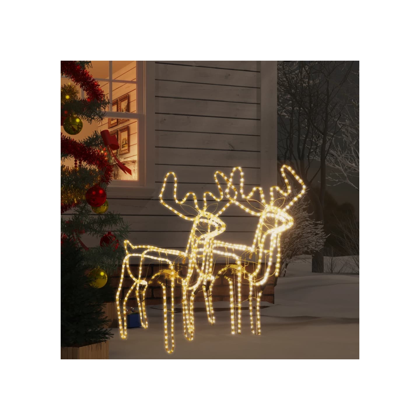 Rennes de Noël avec têtes mobiles 2 pcs Blanc chaud