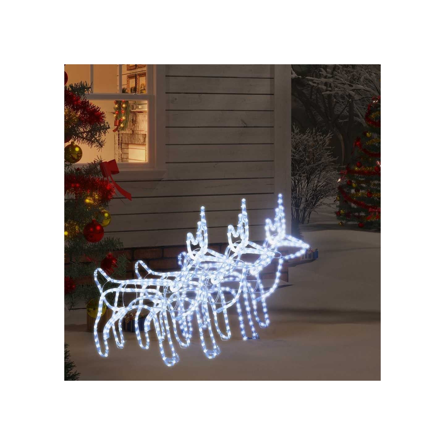 Rennes de Noël 3 pcs Blanc froid 60x30x60 cm