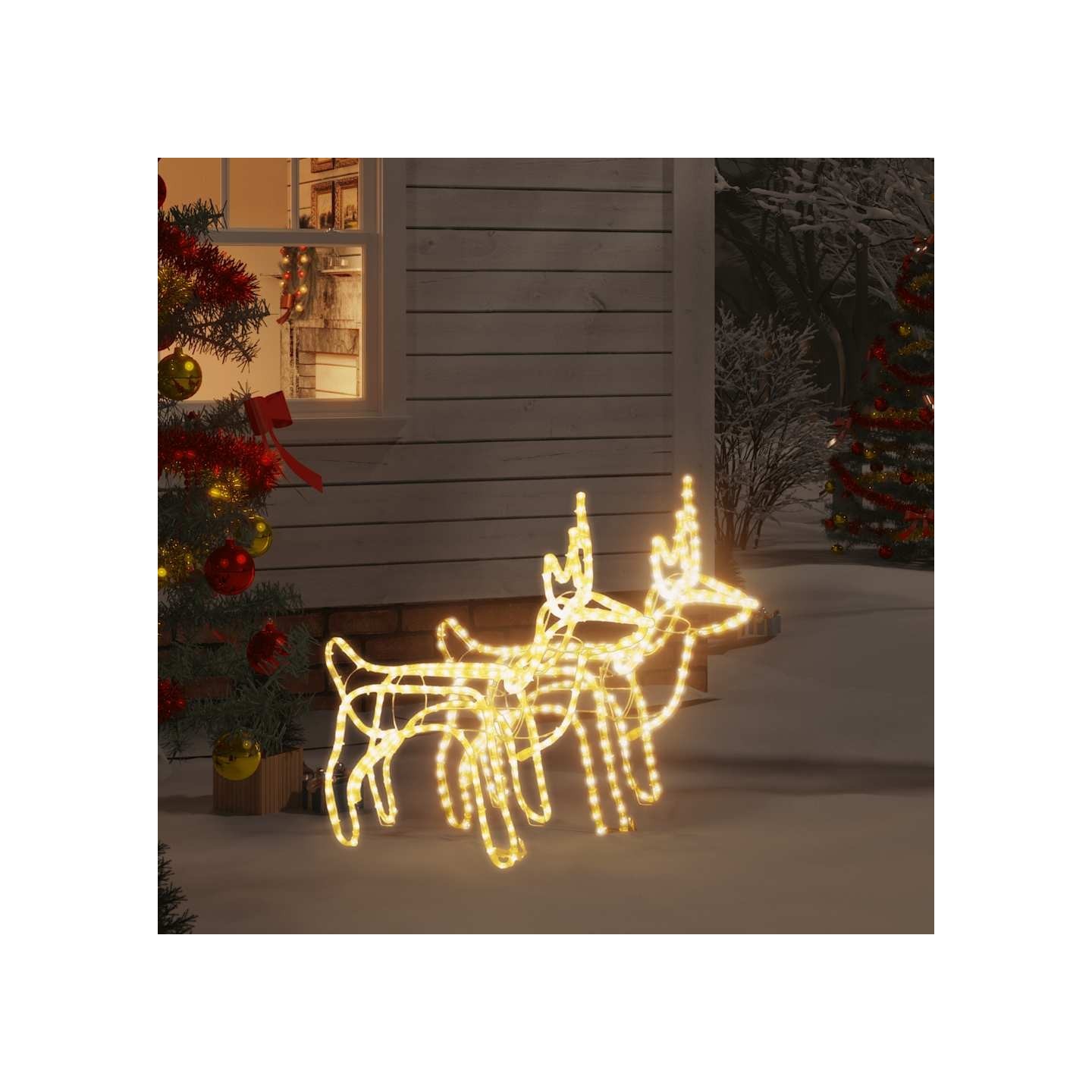 Rennes de Noël 2 pcs Blanc chaud 60x30x60 cm