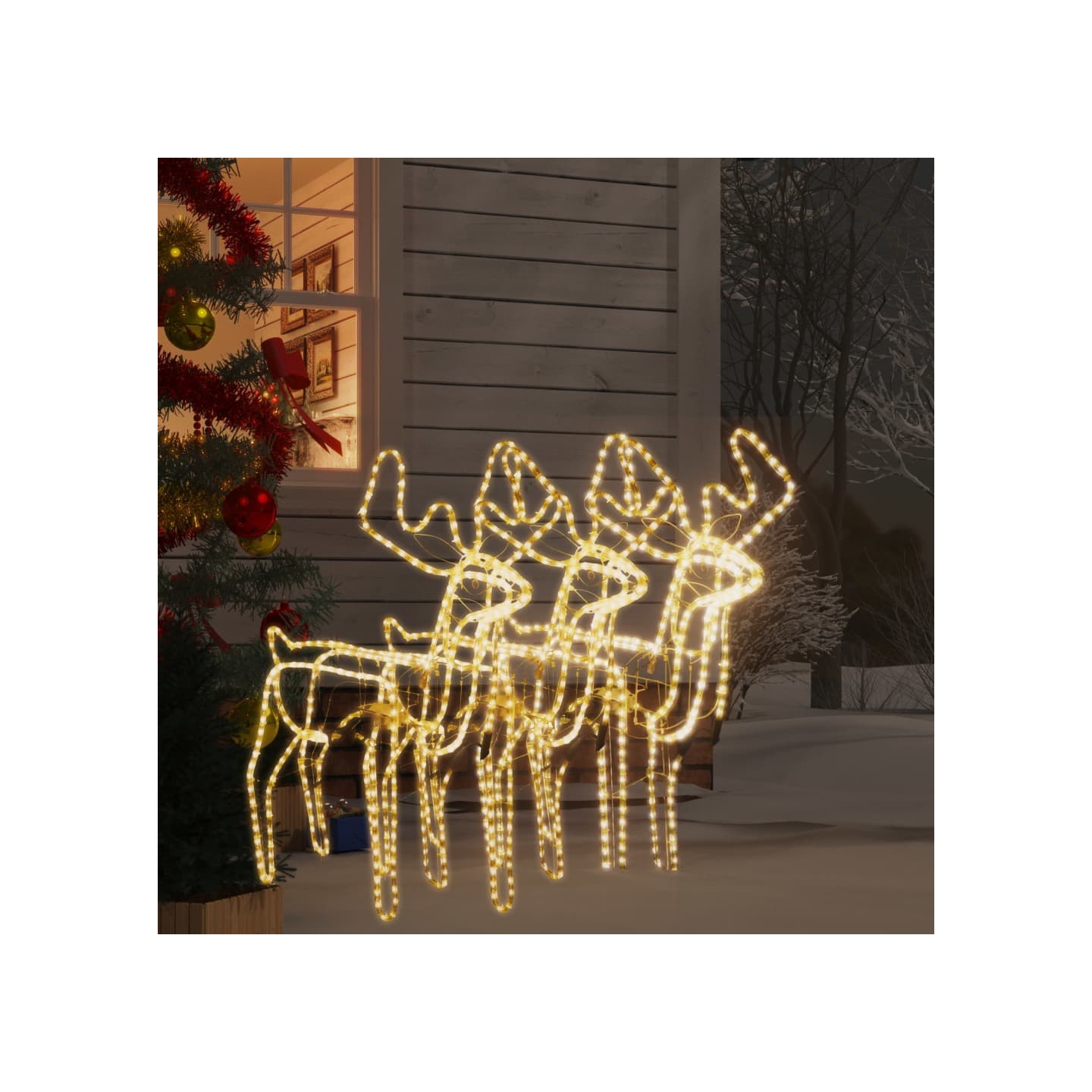 Rennes de Noël avec têtes mobiles 3 pcs Blanc chaud