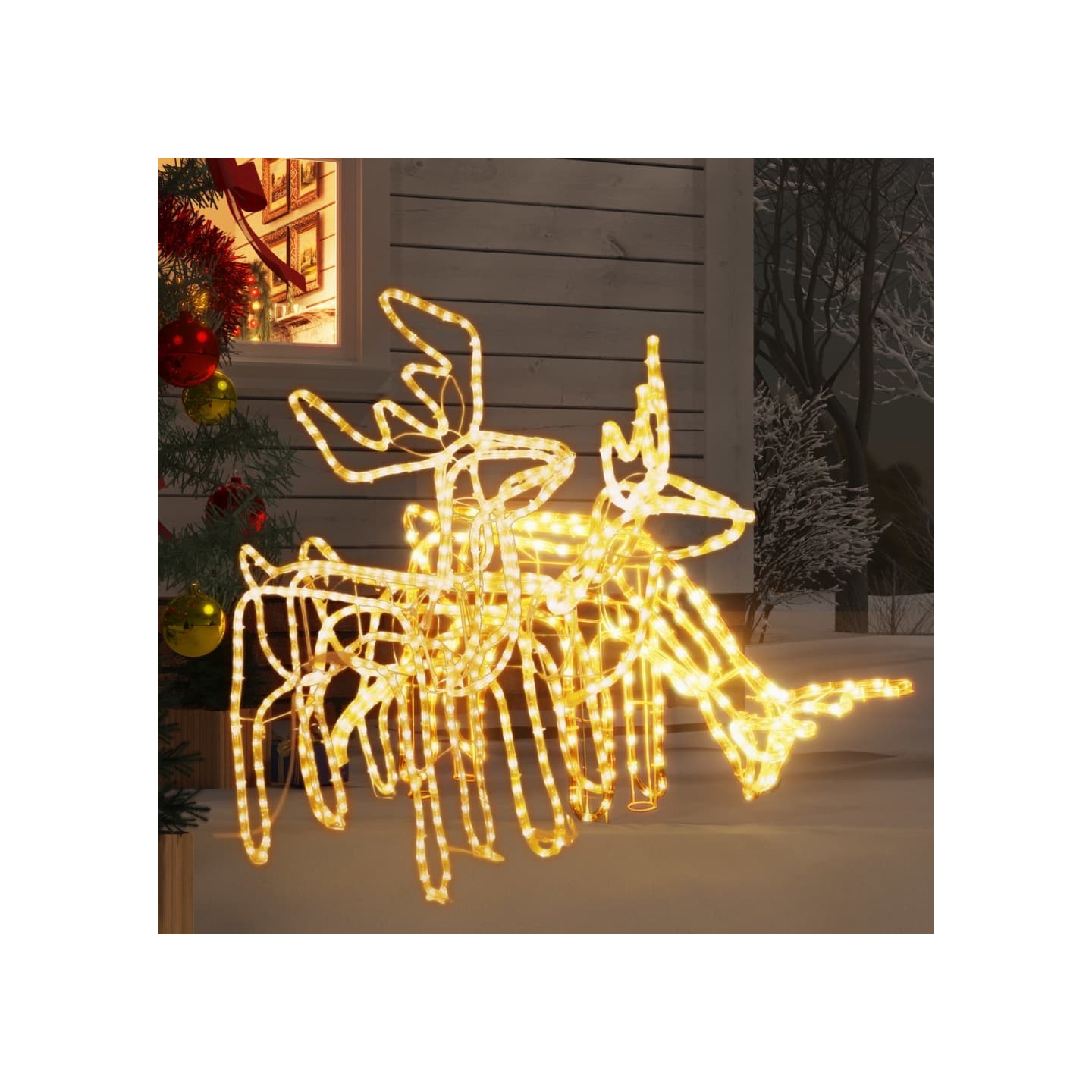Ensemble de figurines de rennes de Noël 3 pcs Blanc chaud