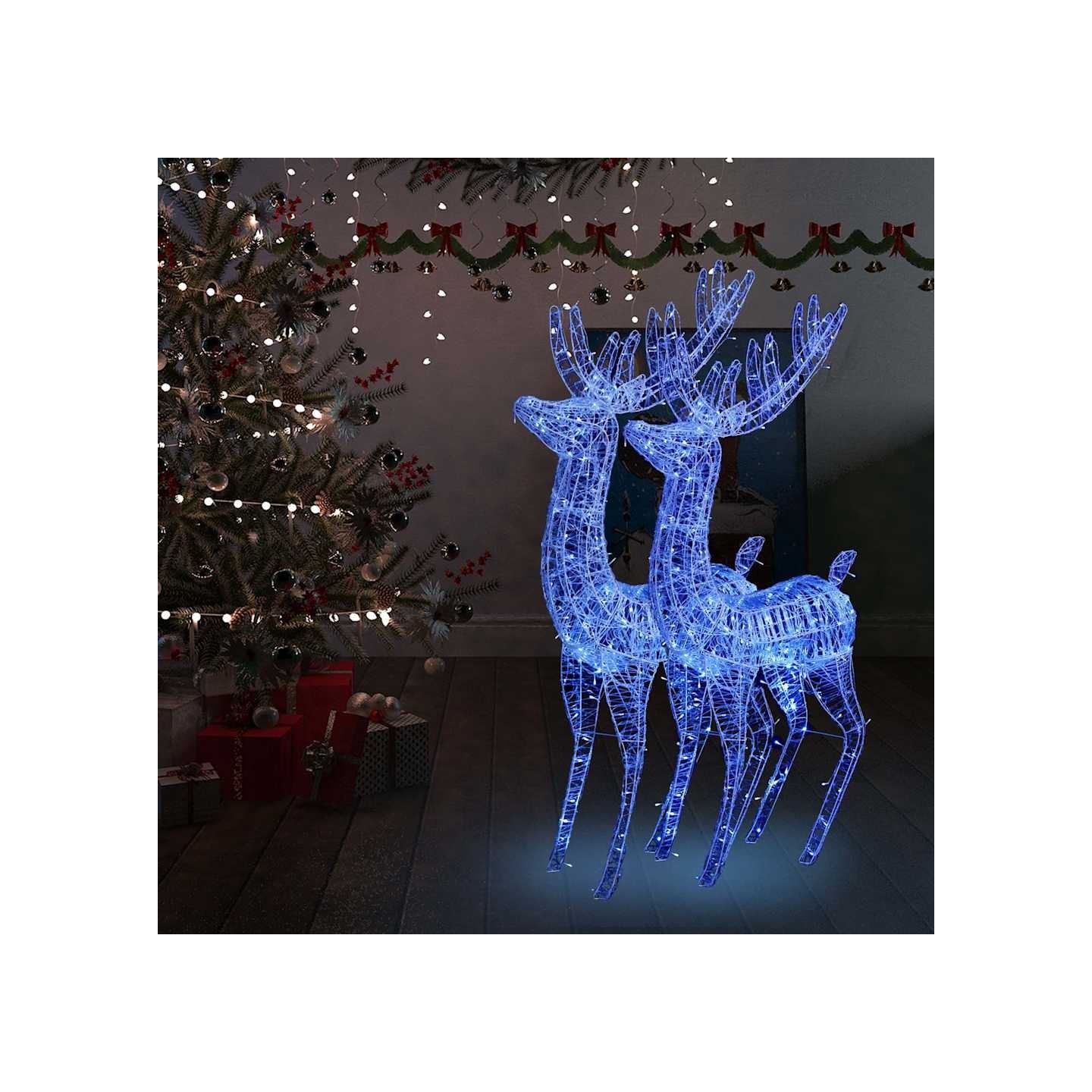 Rennes de Noël XXL Acrylique 250 LED 2 pcs 180 cm Bleu