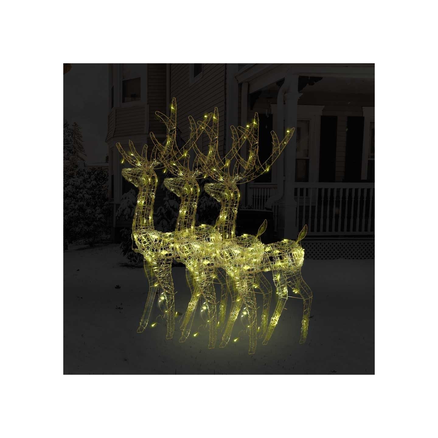 Décorations de Noël de renne Acrylique 3 pcs 128 cm Blanc chaud