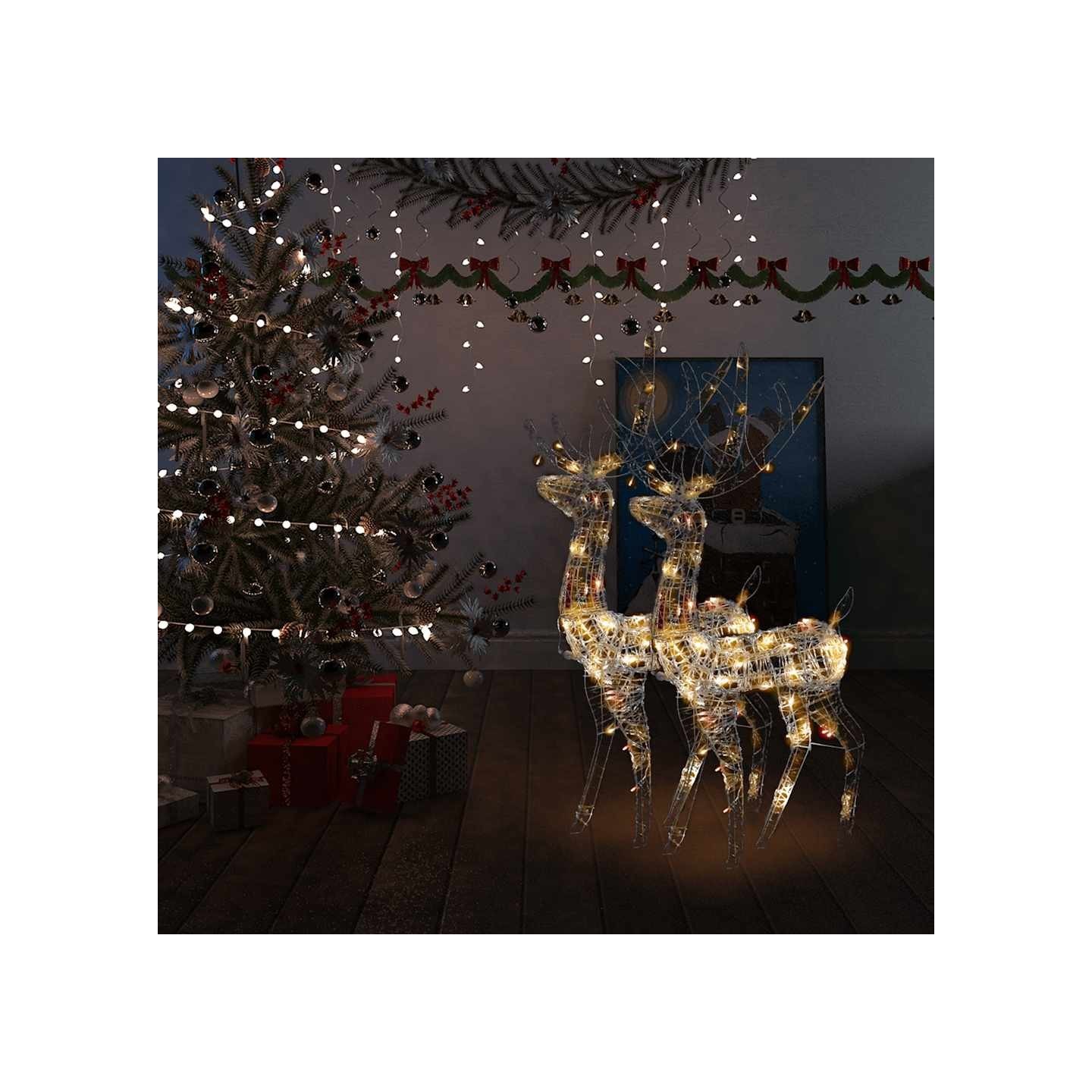 Décorations de Noël de renne Acrylique 2 pcs 128 cm Multicolore