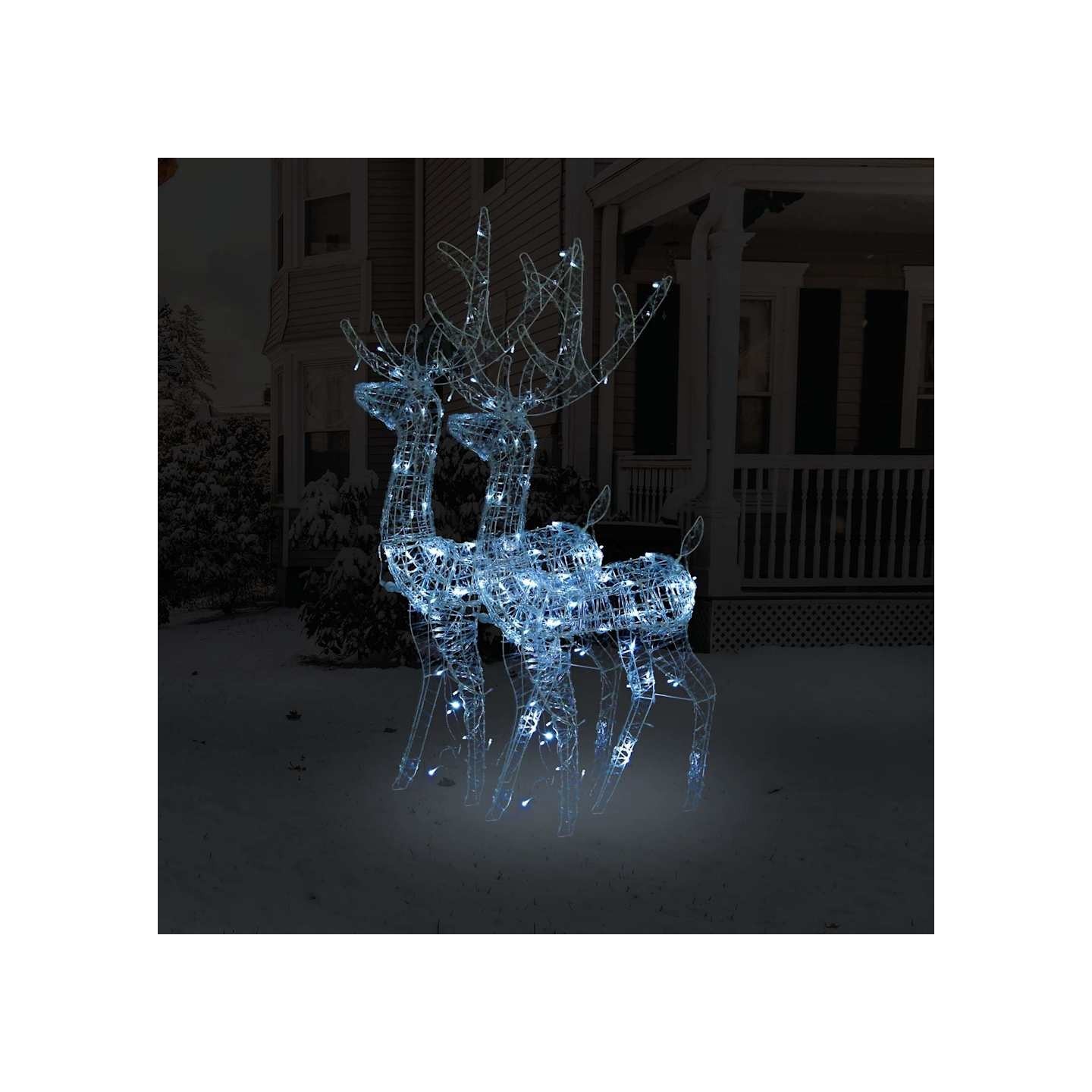 Décorations de Noël de renne Acrylique 2 pcs 128 cm Blanc froid
