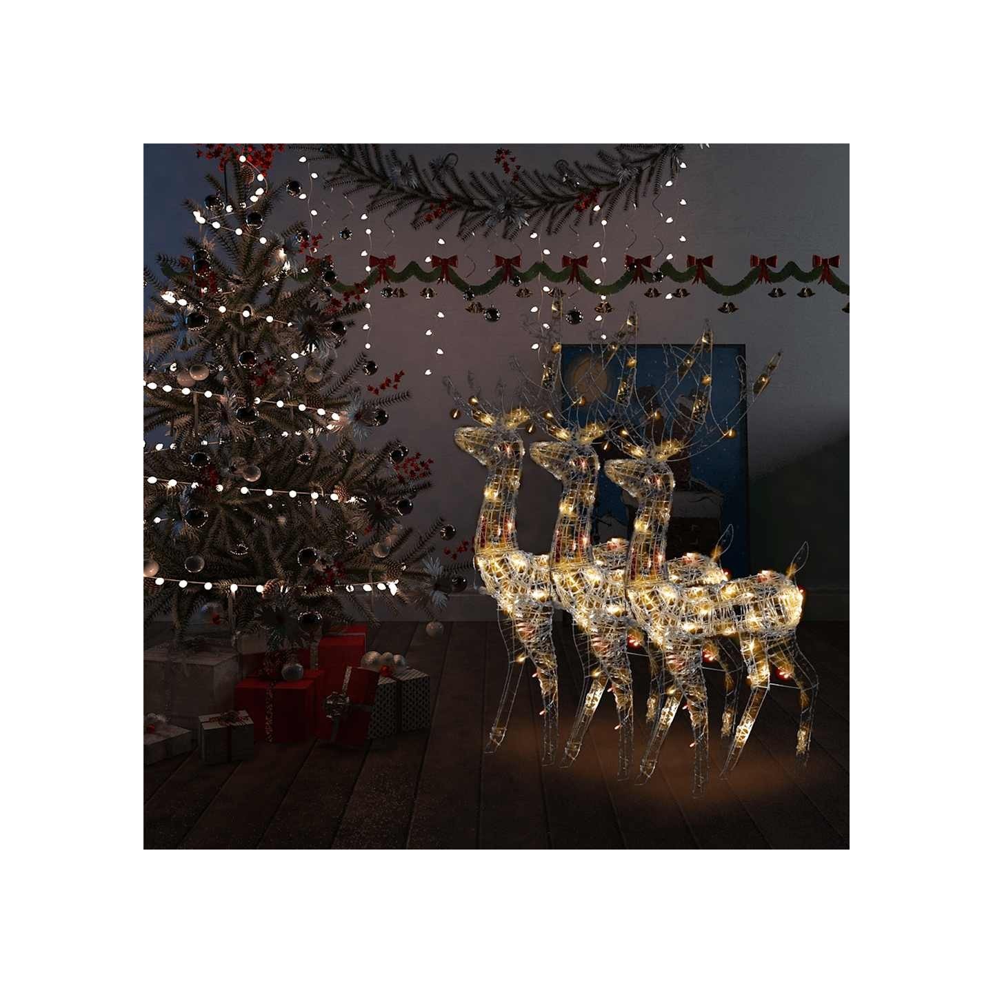 Décorations de Noël de renne Acrylique 3 pcs 128 cm Multicolore