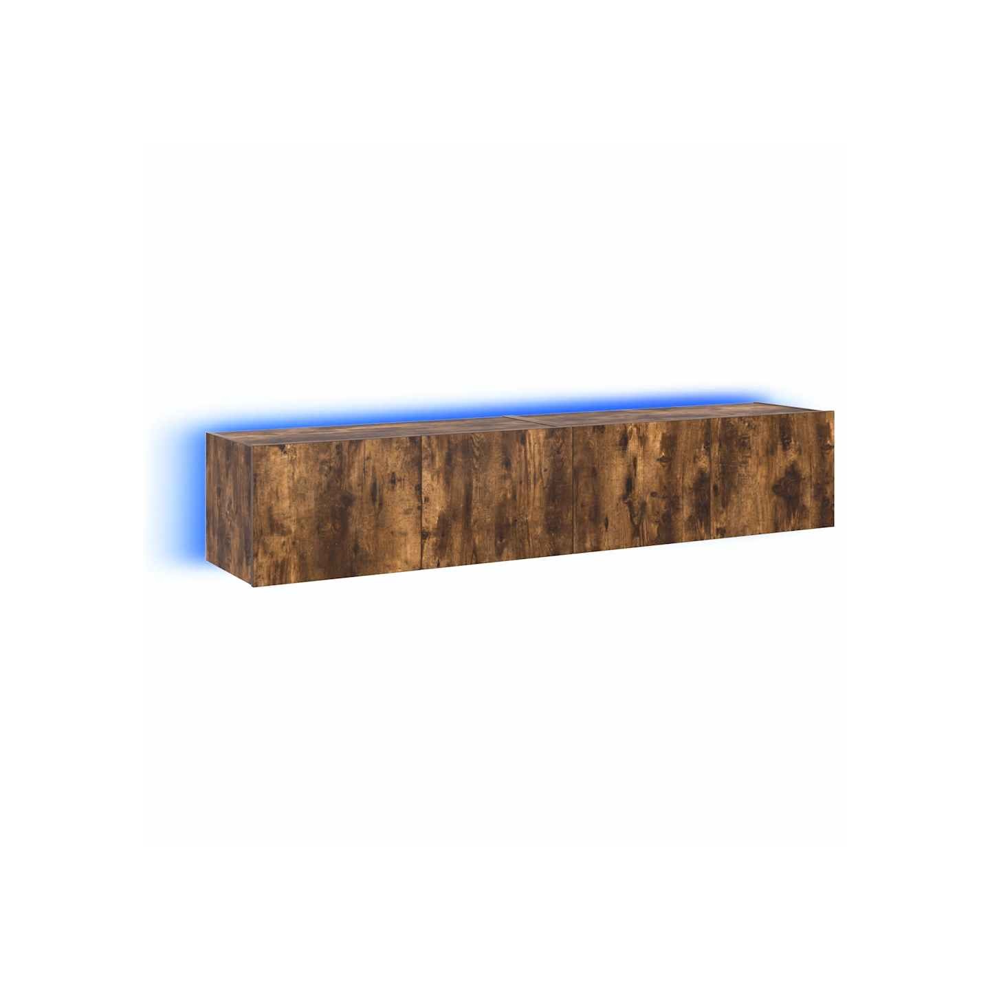 Meubles TV muraux et lumières LED 2pcs chêne fumé 80x35x31 cm