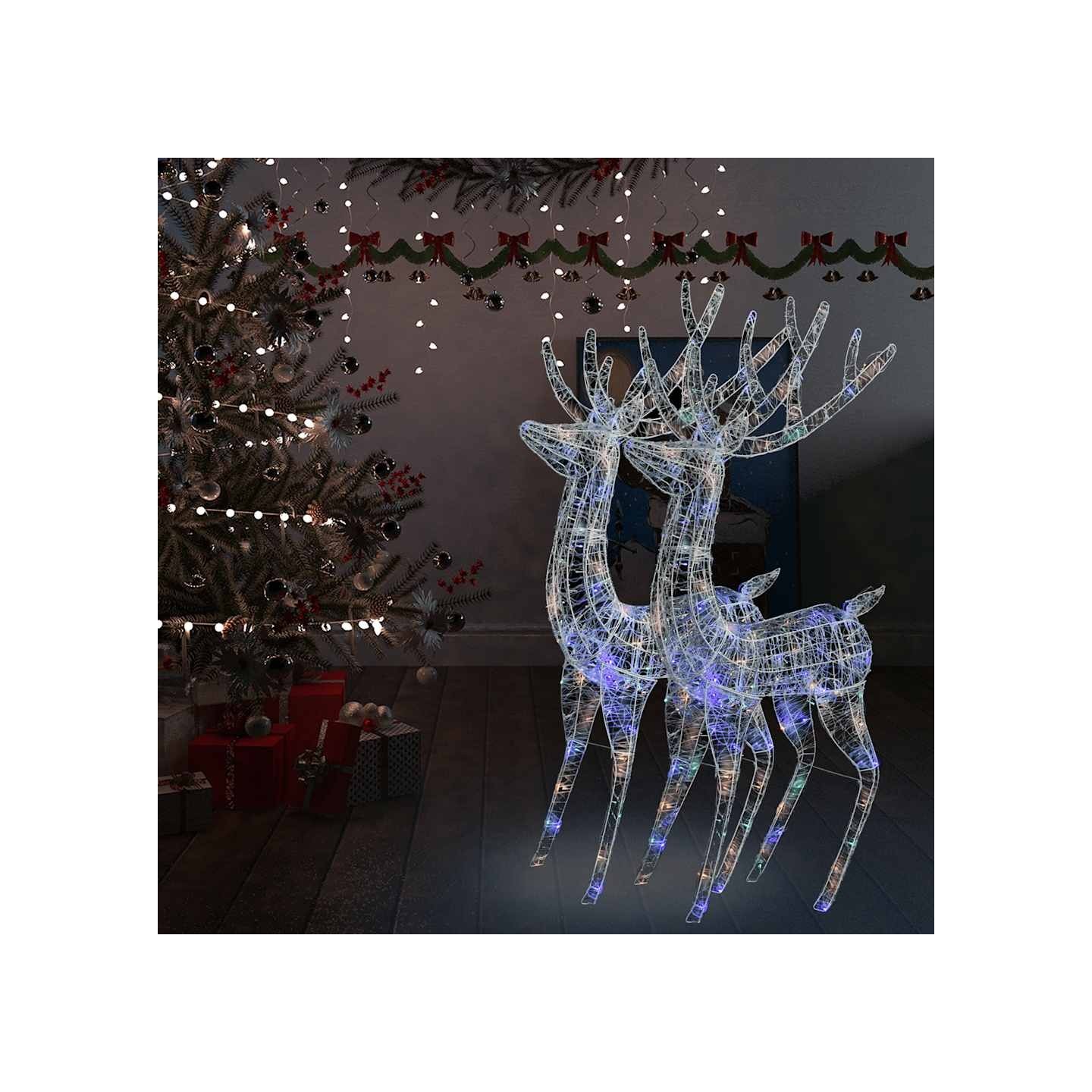 Rennes de Noël XXL Acrylique 250 LED 2 pcs 180 cm Multicolore