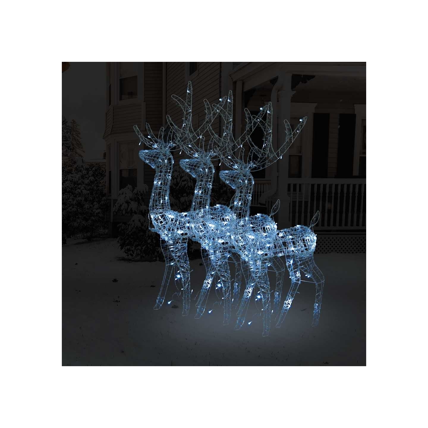 Décorations de Noël de renne Acrylique 3 pcs 128 cm Blanc froid