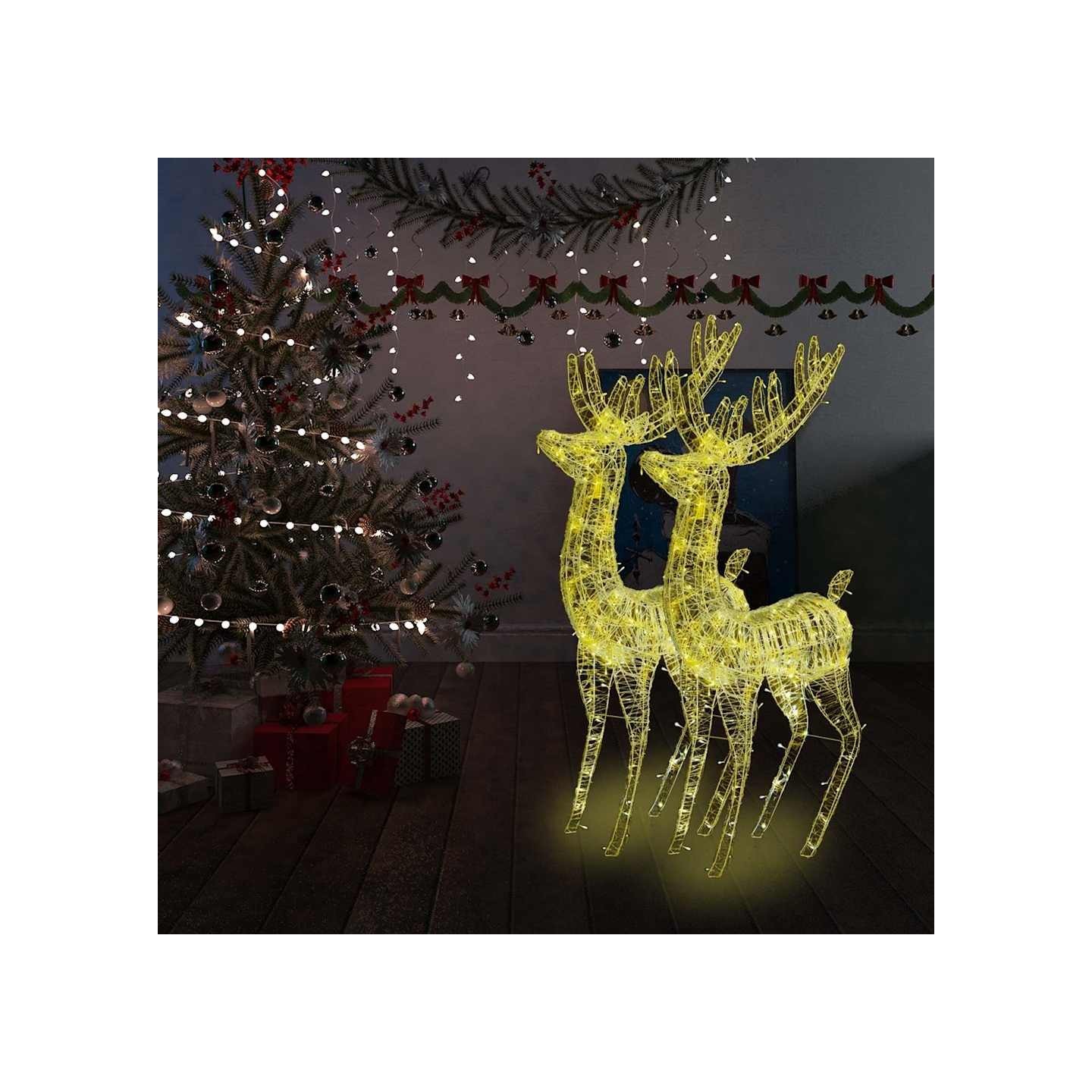 Rennes de Noël XXL Acrylique 250 LED 2 pcs 180 cm Blanc chaud