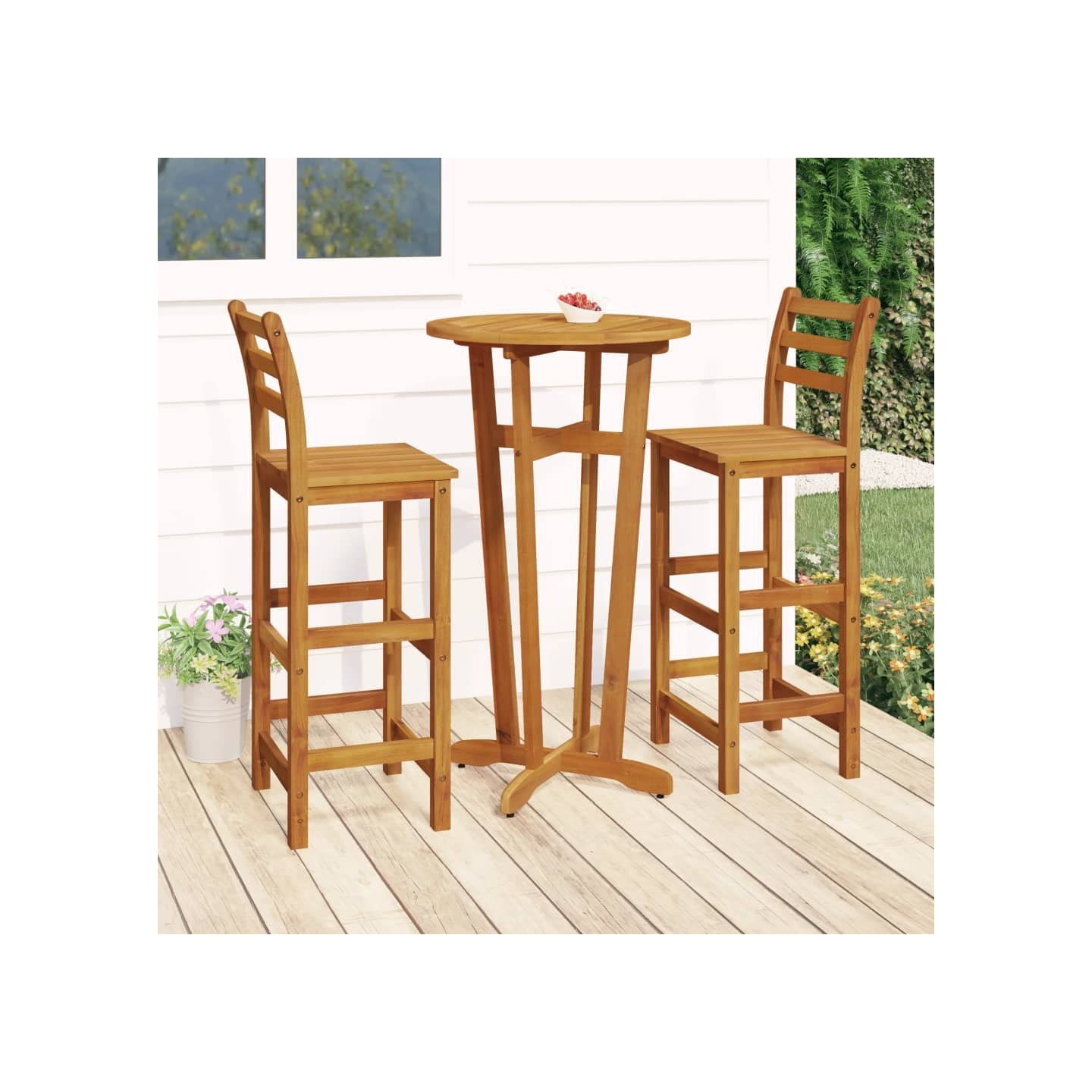 Ensemble de bar de jardin 3 pcs bois d'acacia solide