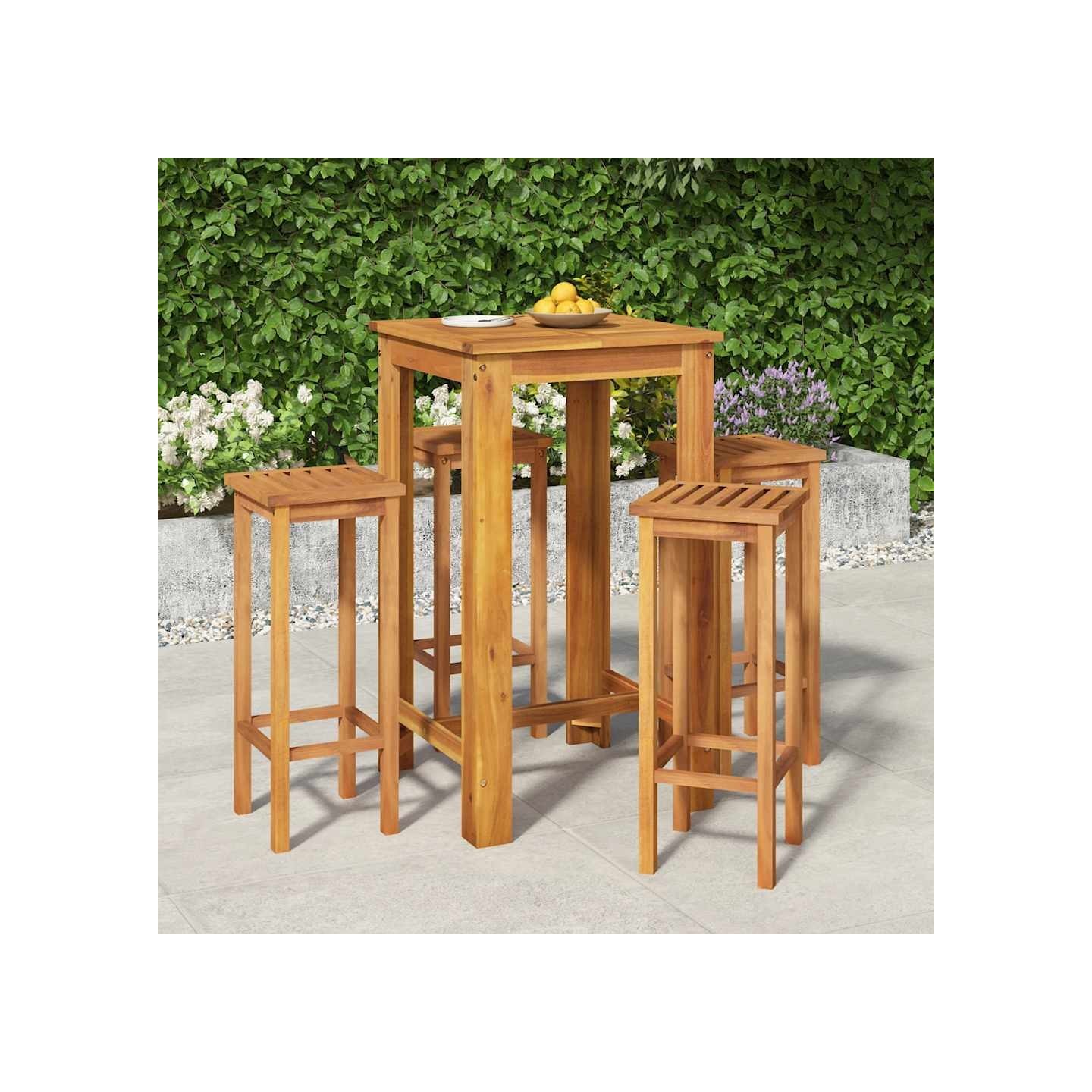 Ensemble de bar de jardin 5 pcs bois d'acacia solide