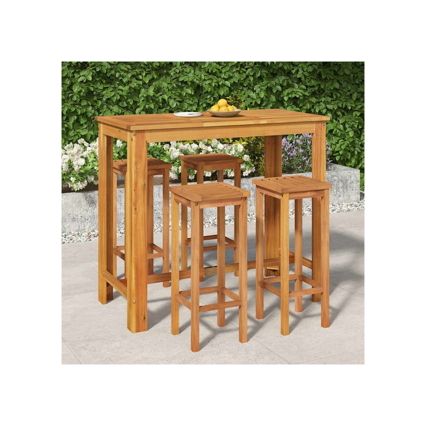 Ensemble de bar de jardin 5 pcs bois d'acacia solide